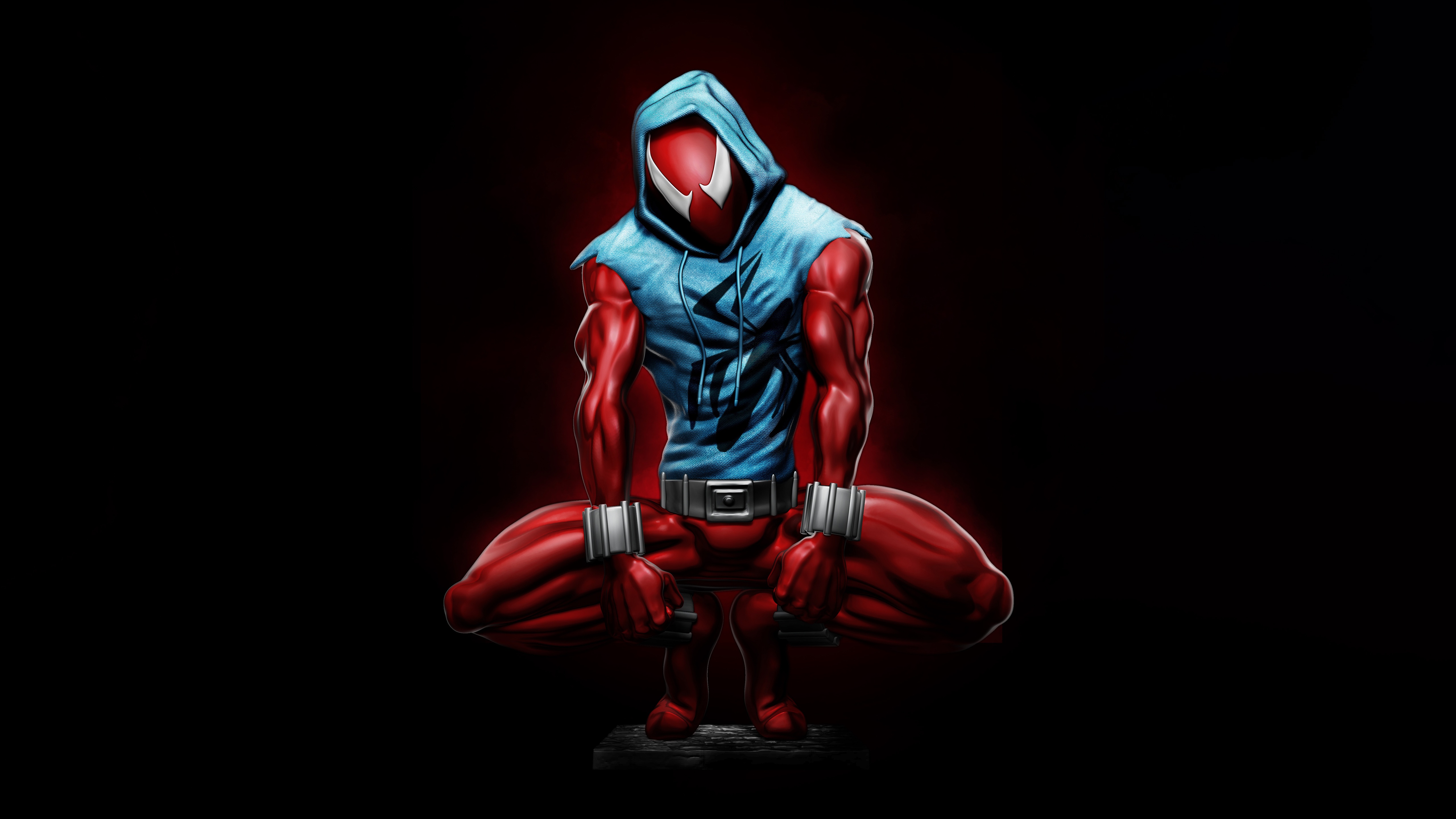 Scarlet Spider Man Crouching HD Wallpaper