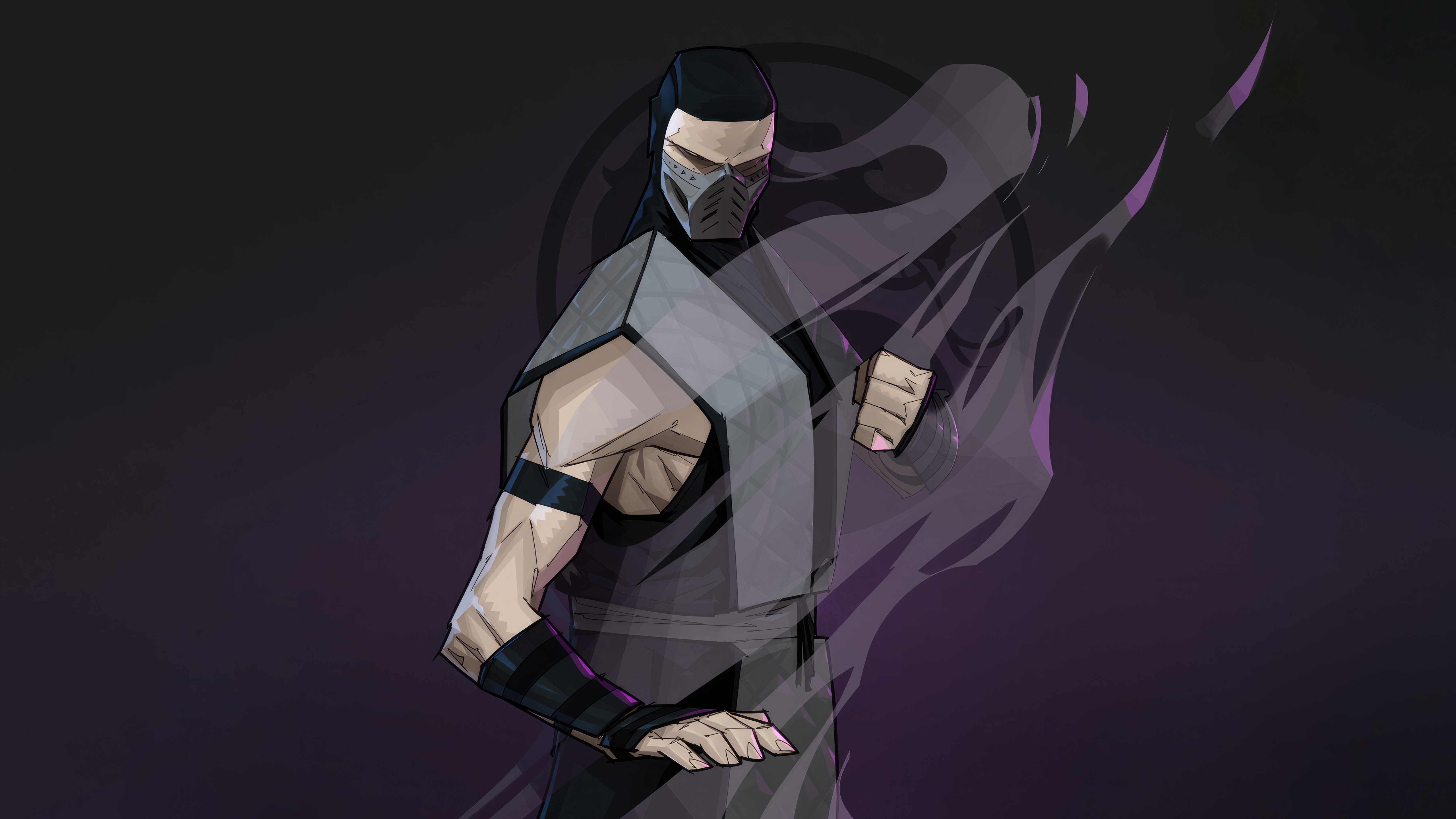 Smoke from Mortal Kombat in a fighting stance HD Wallpaper