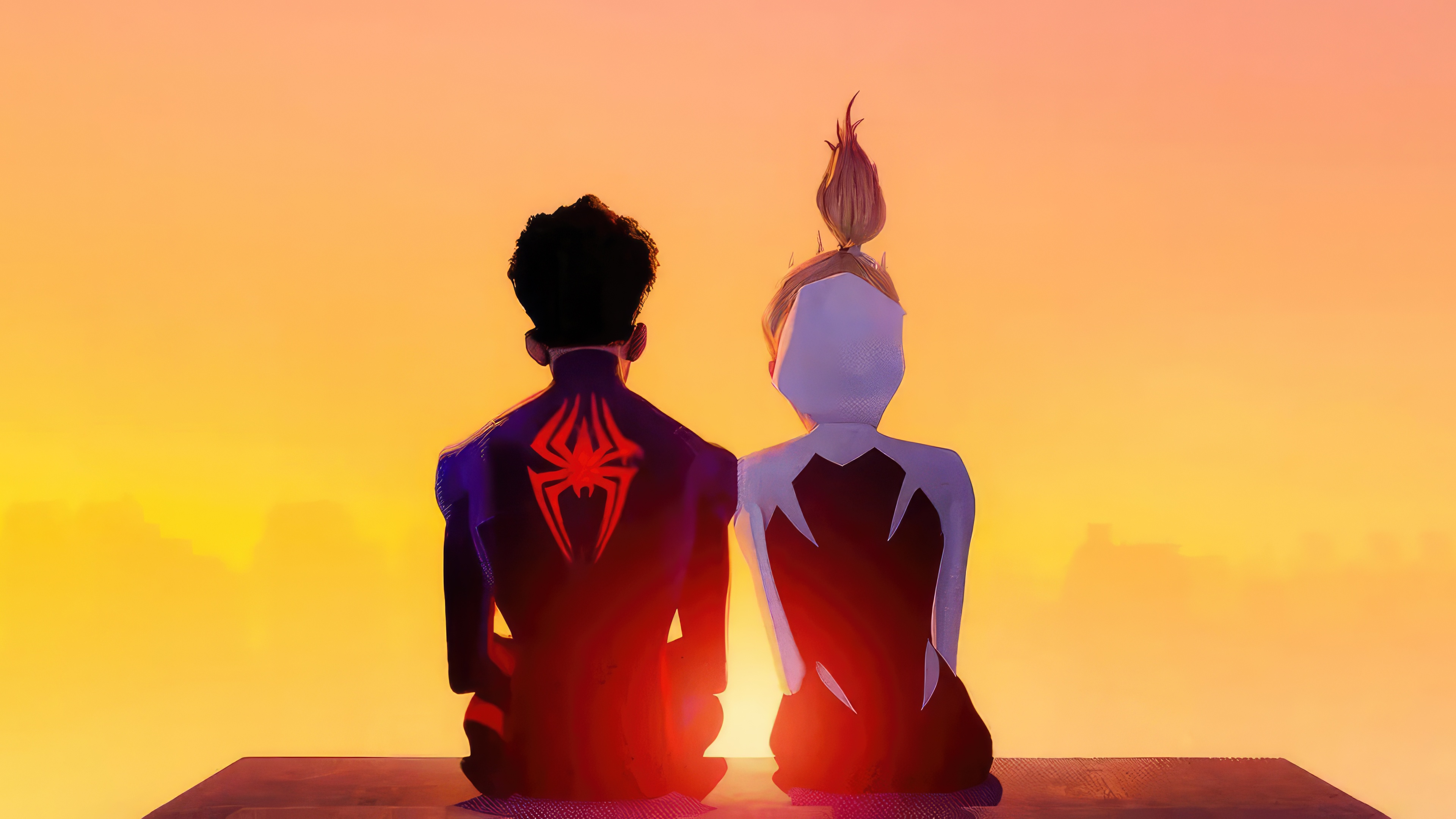 Miles Morales and Gwen Stacy at Sunset HD Wallpaper