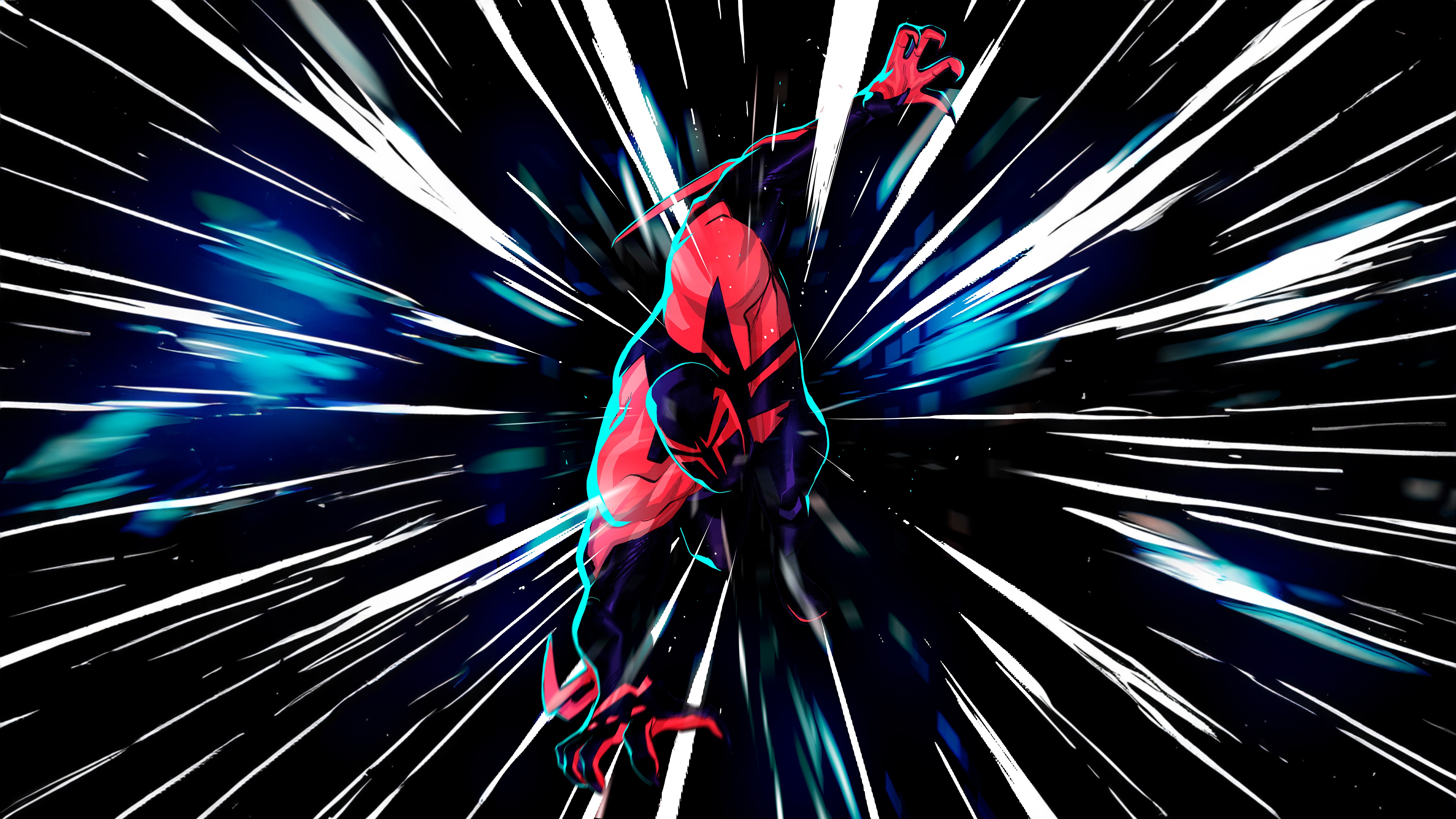 Spider-Man 2099 in a dynamic pose HD Wallpaper