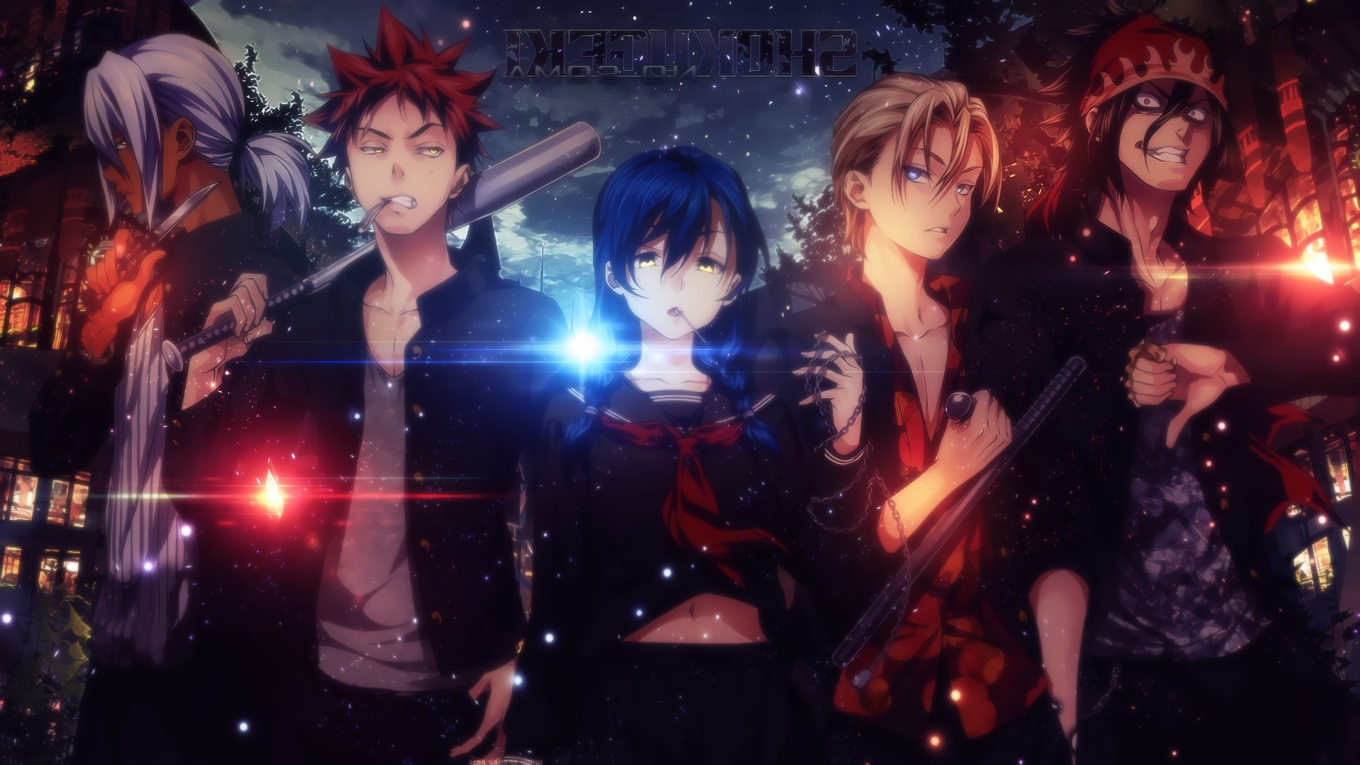 Shokugeki no Soma characters in a dark alley HD Wallpaper