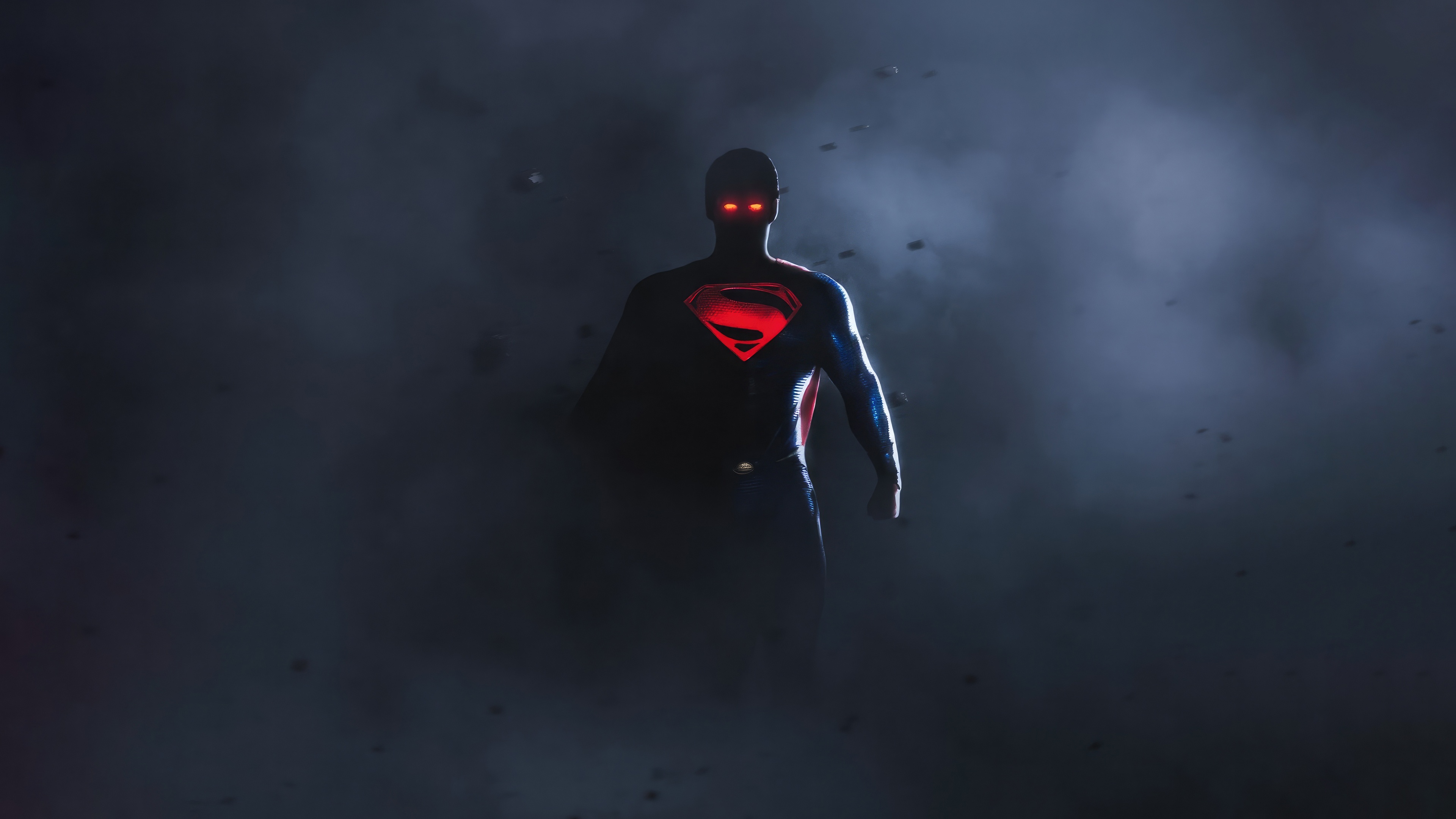 Superman with glowing red eyes and symbol HD Wallpaper
