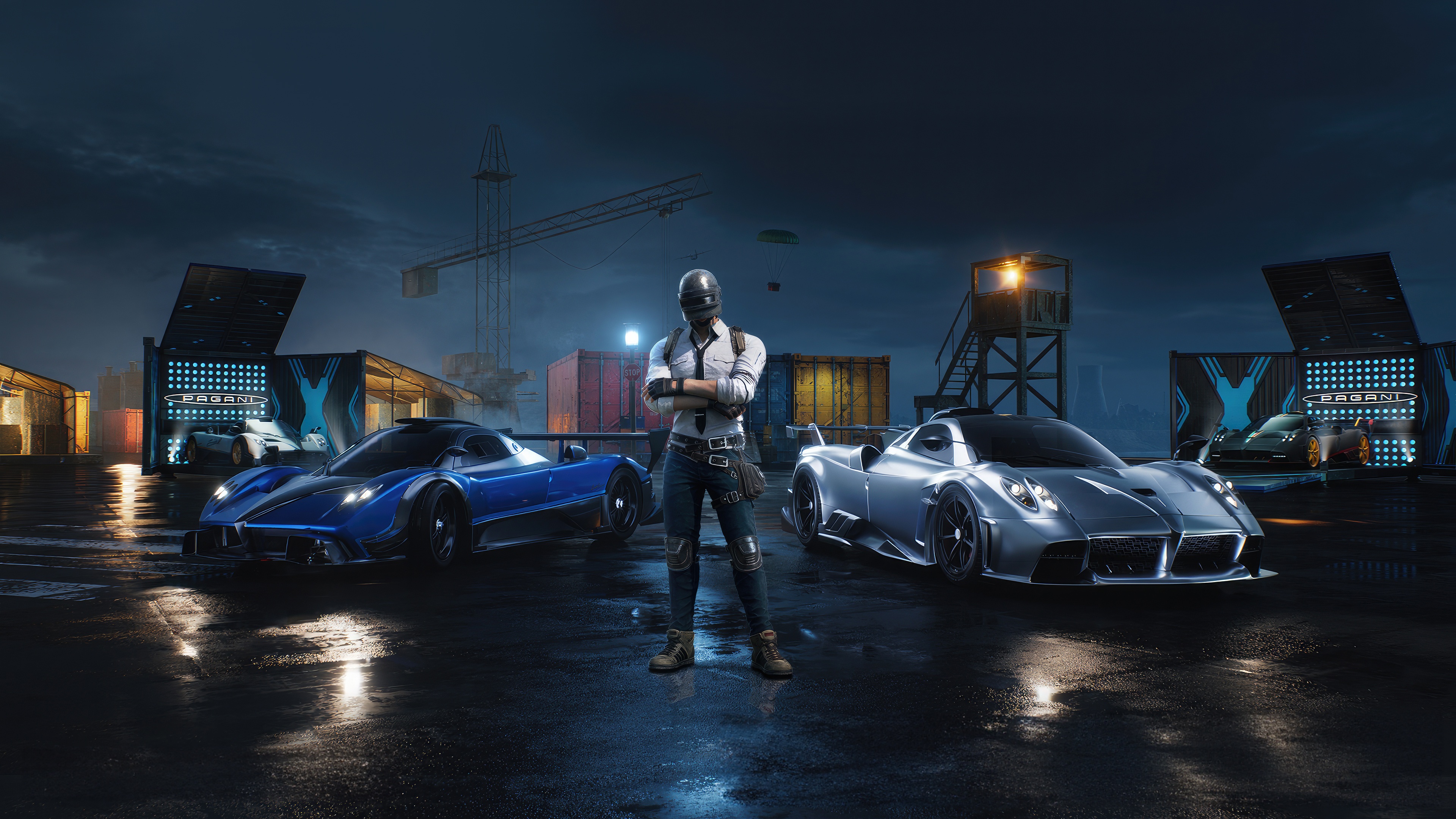 PUBG character with Pagani cars HD Wallpaper