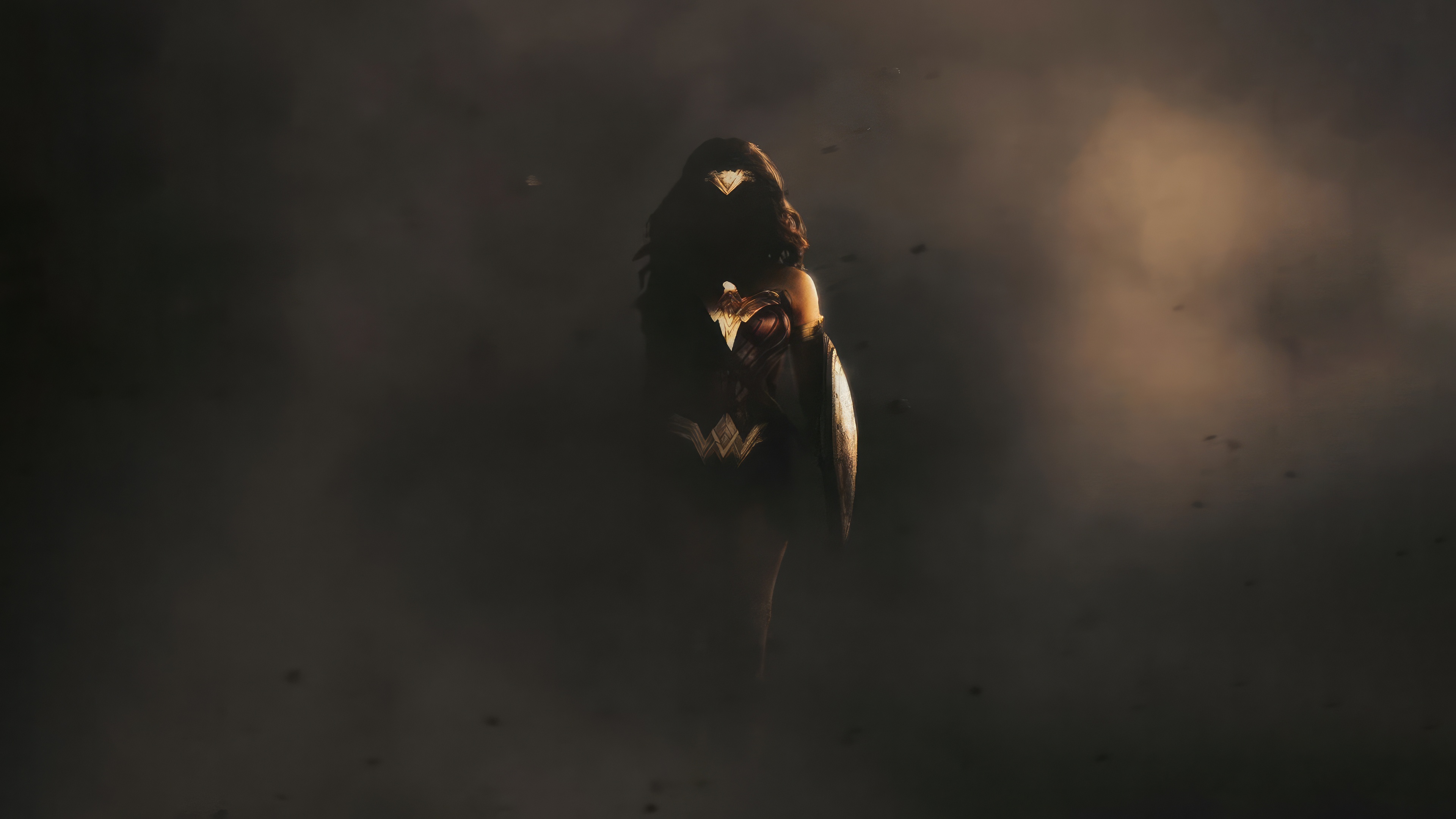 Wonder Woman in a smoky, dark environment HD Wallpaper