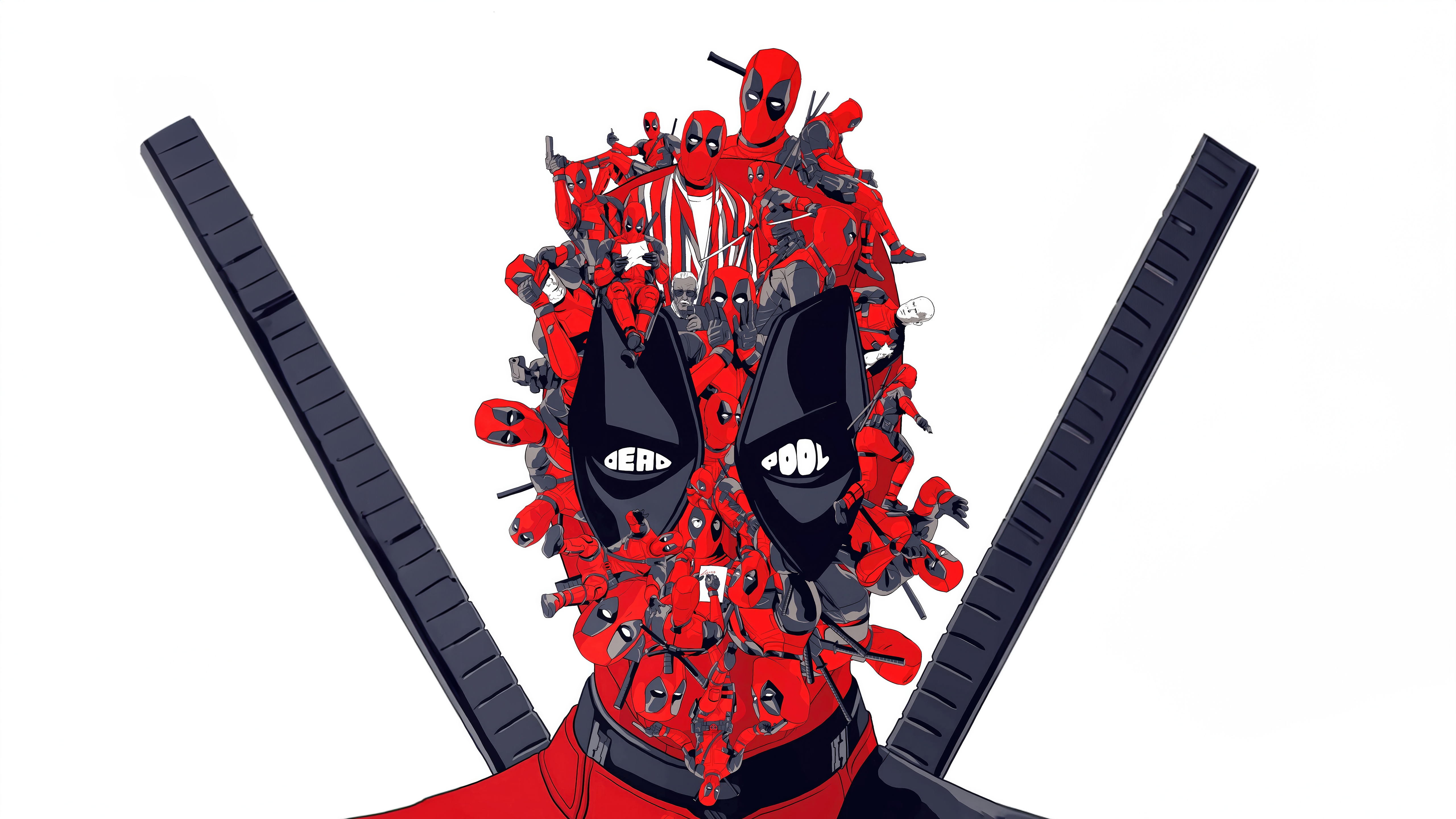 Deadpool made of many Deadpools with swords HD Wallpaper