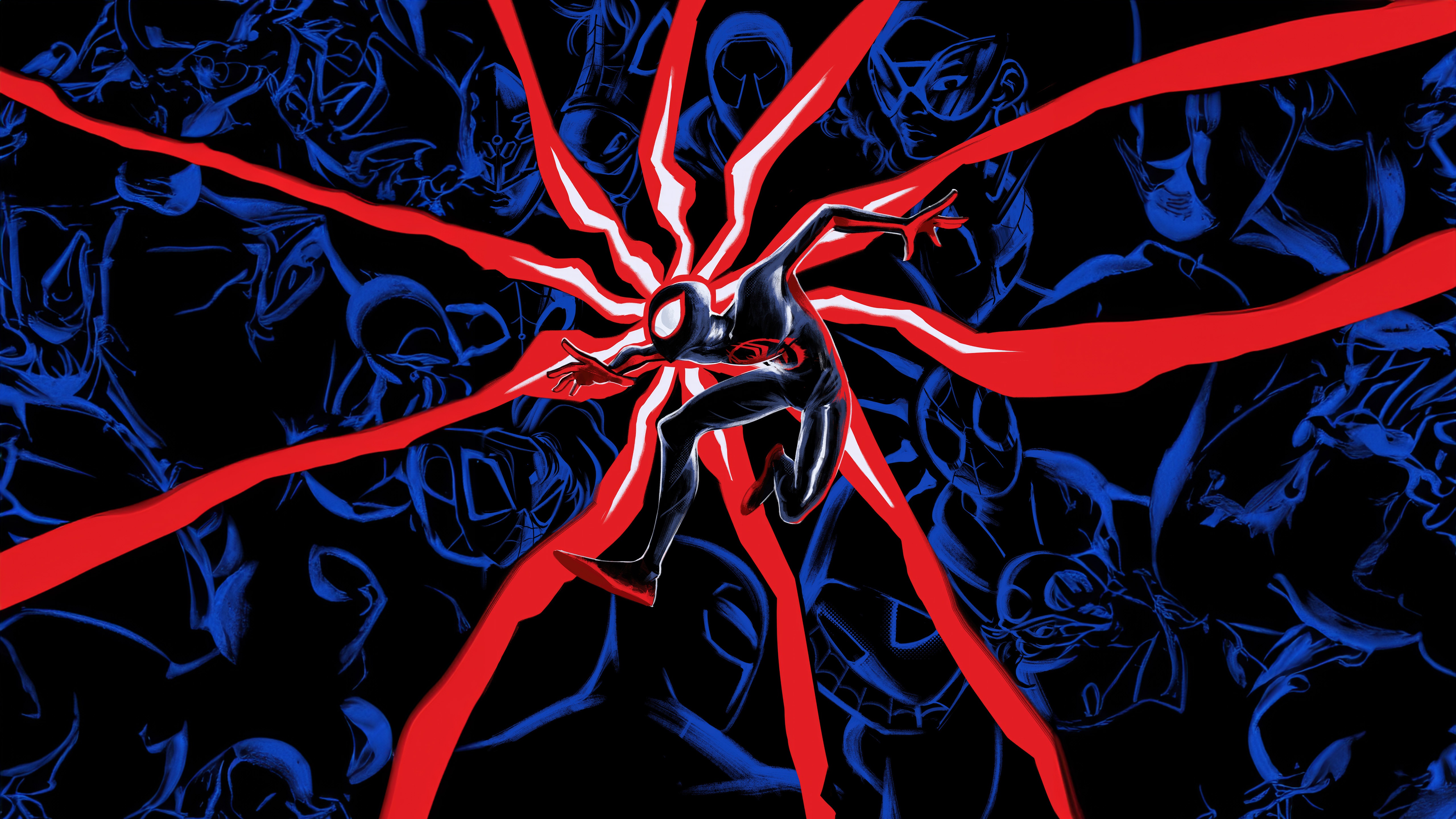 Miles Morales in Spider-Verse with Red Energy HD Wallpaper