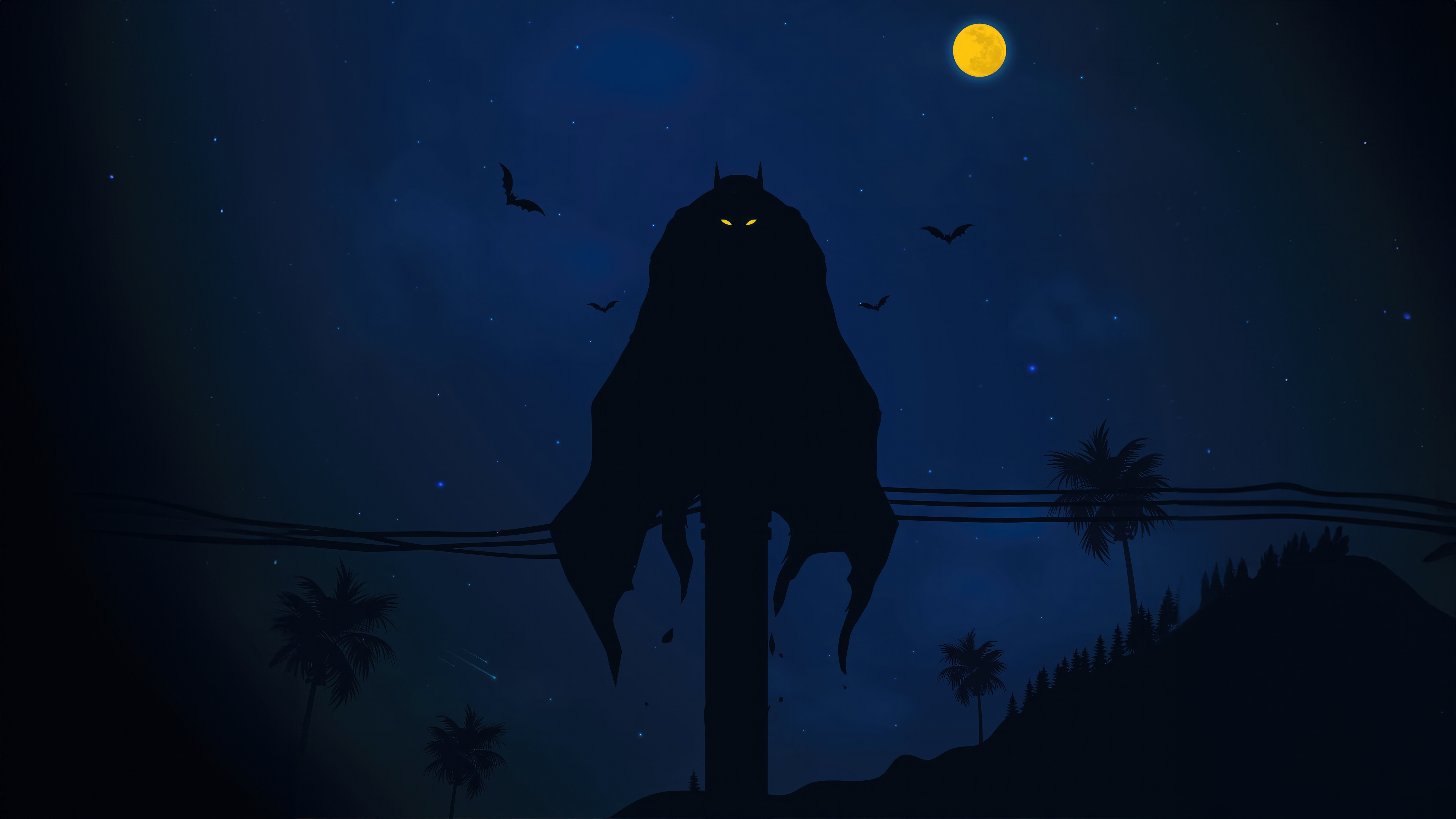 Batman silhouette against a starry night sky HD Wallpaper