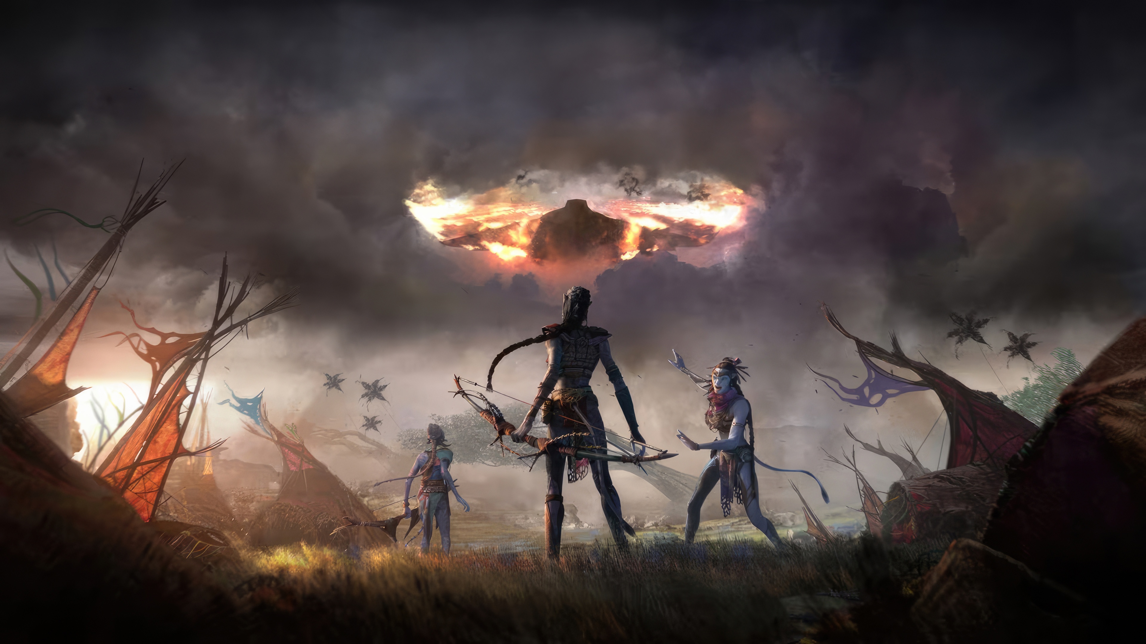 Avatar Frontiers of Pandora Na'vi warriors with bows HD Wallpaper