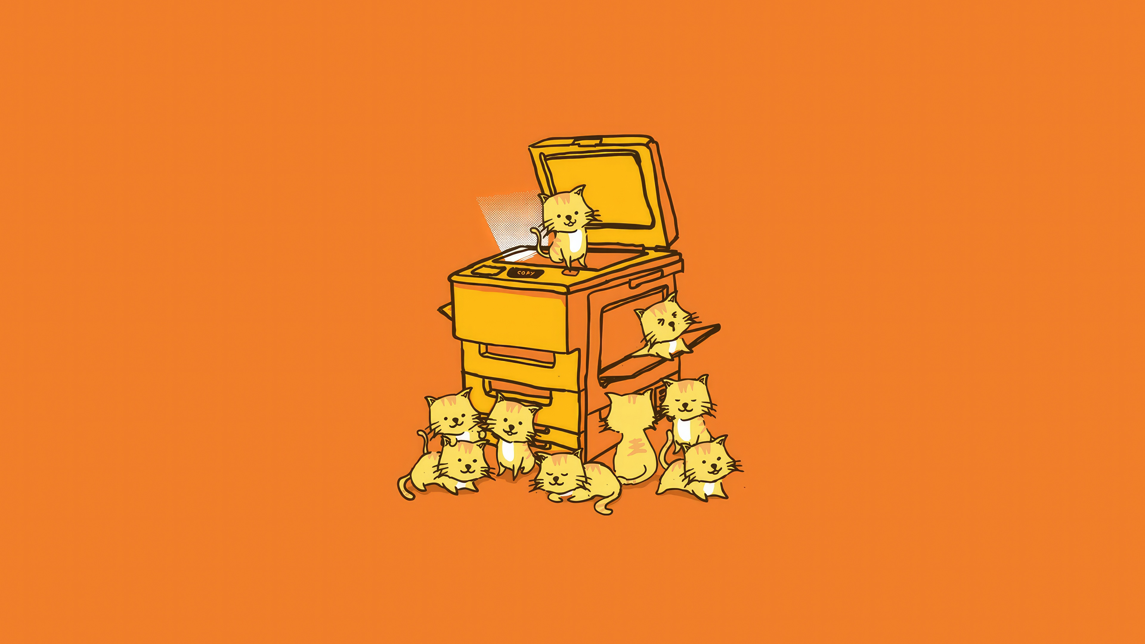 Cats on a photocopier HD Wallpaper