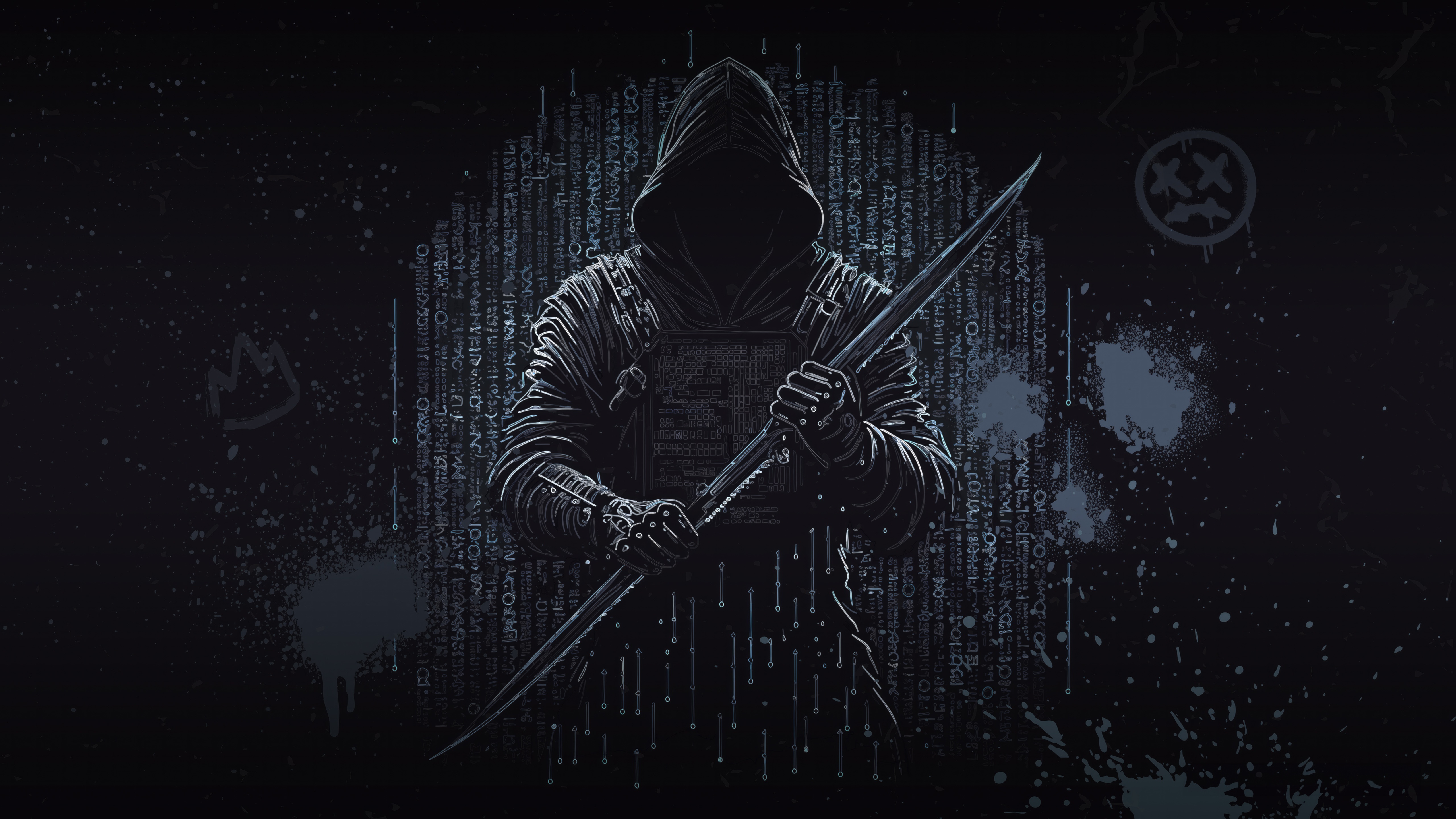 Hacker in a Hood Holding a Sword HD Wallpaper