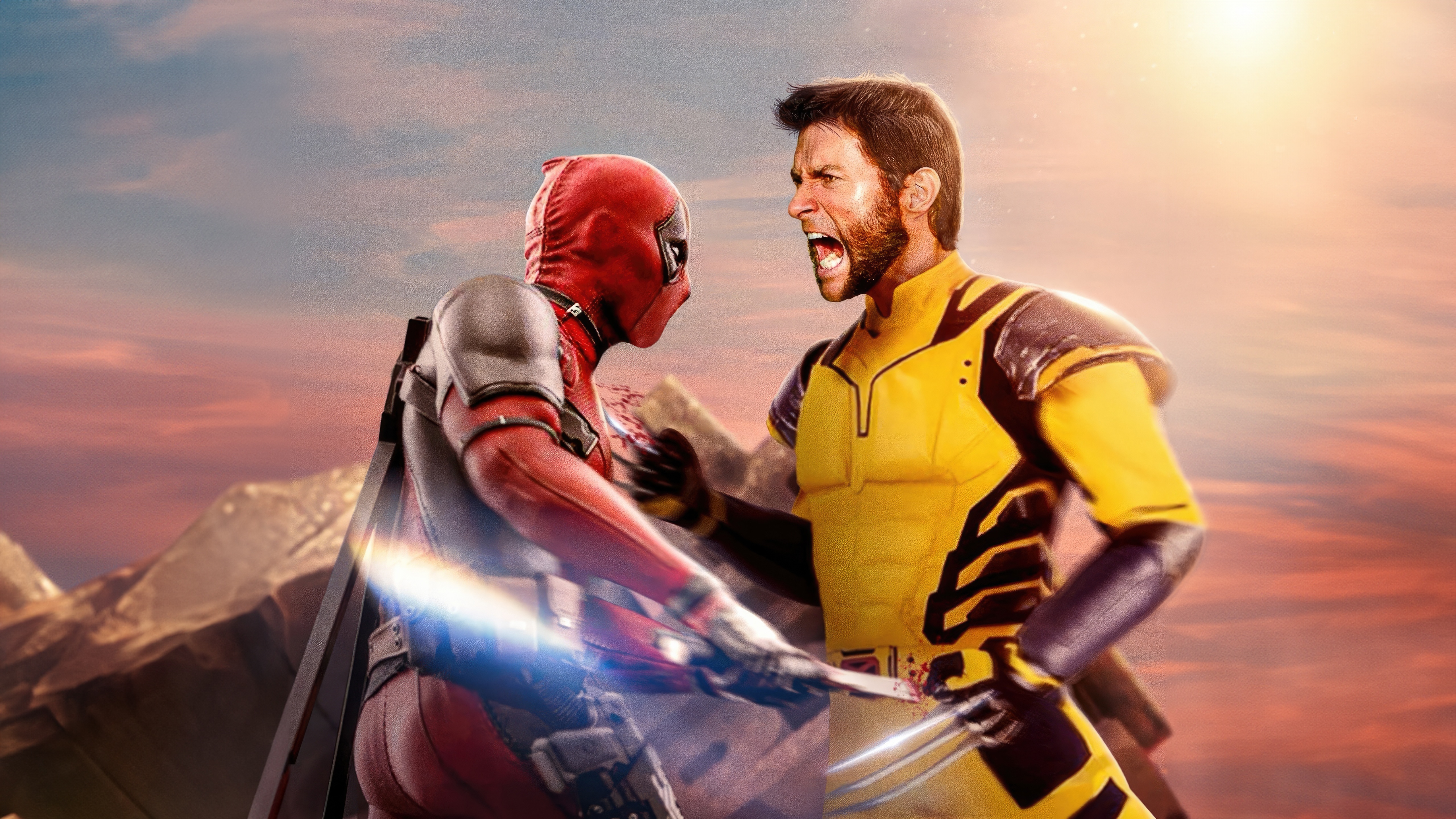 Deadpool and Wolverine in a Showdown HD Wallpaper