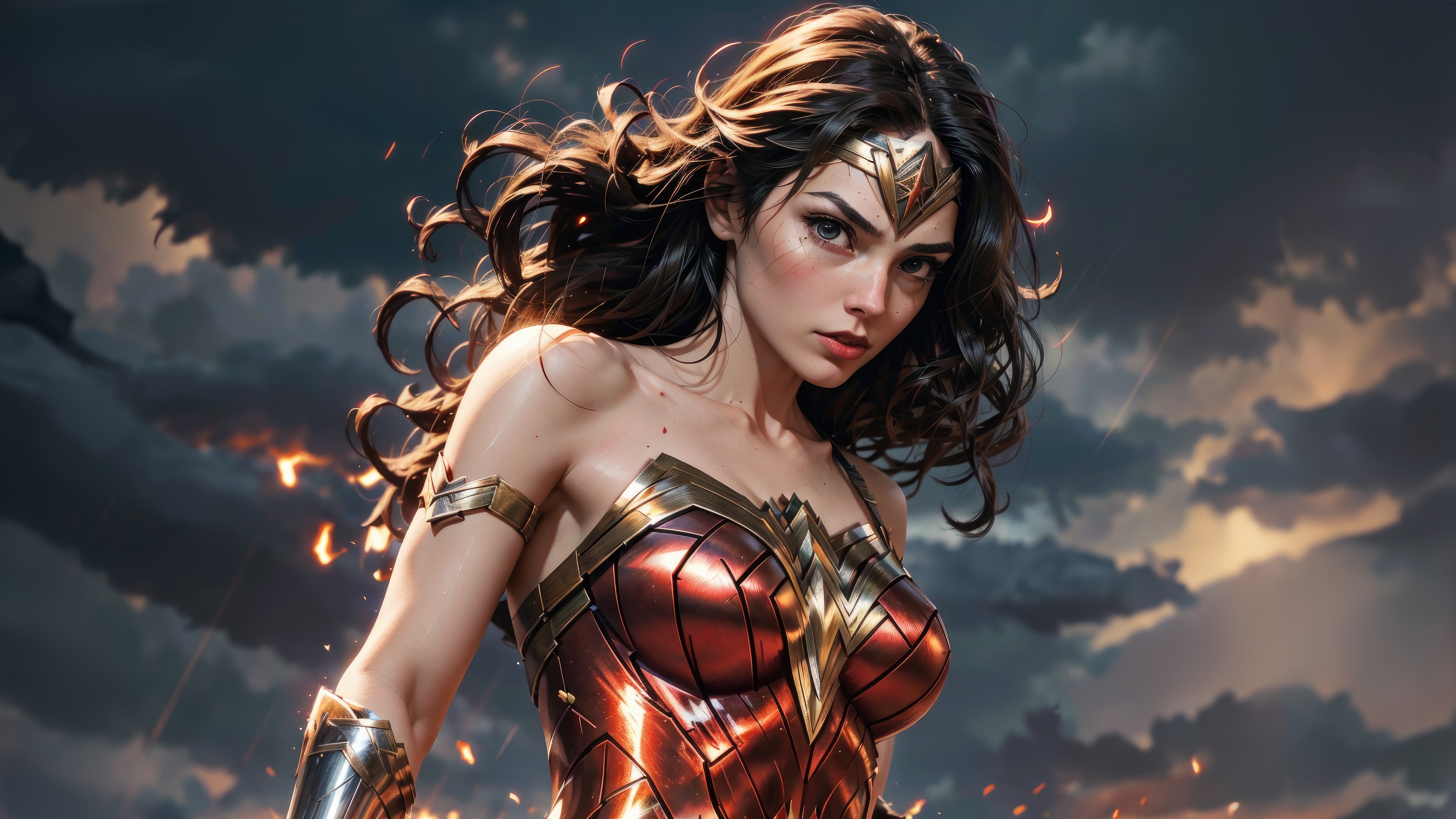 Wonder Woman in a dramatic sky HD Wallpaper