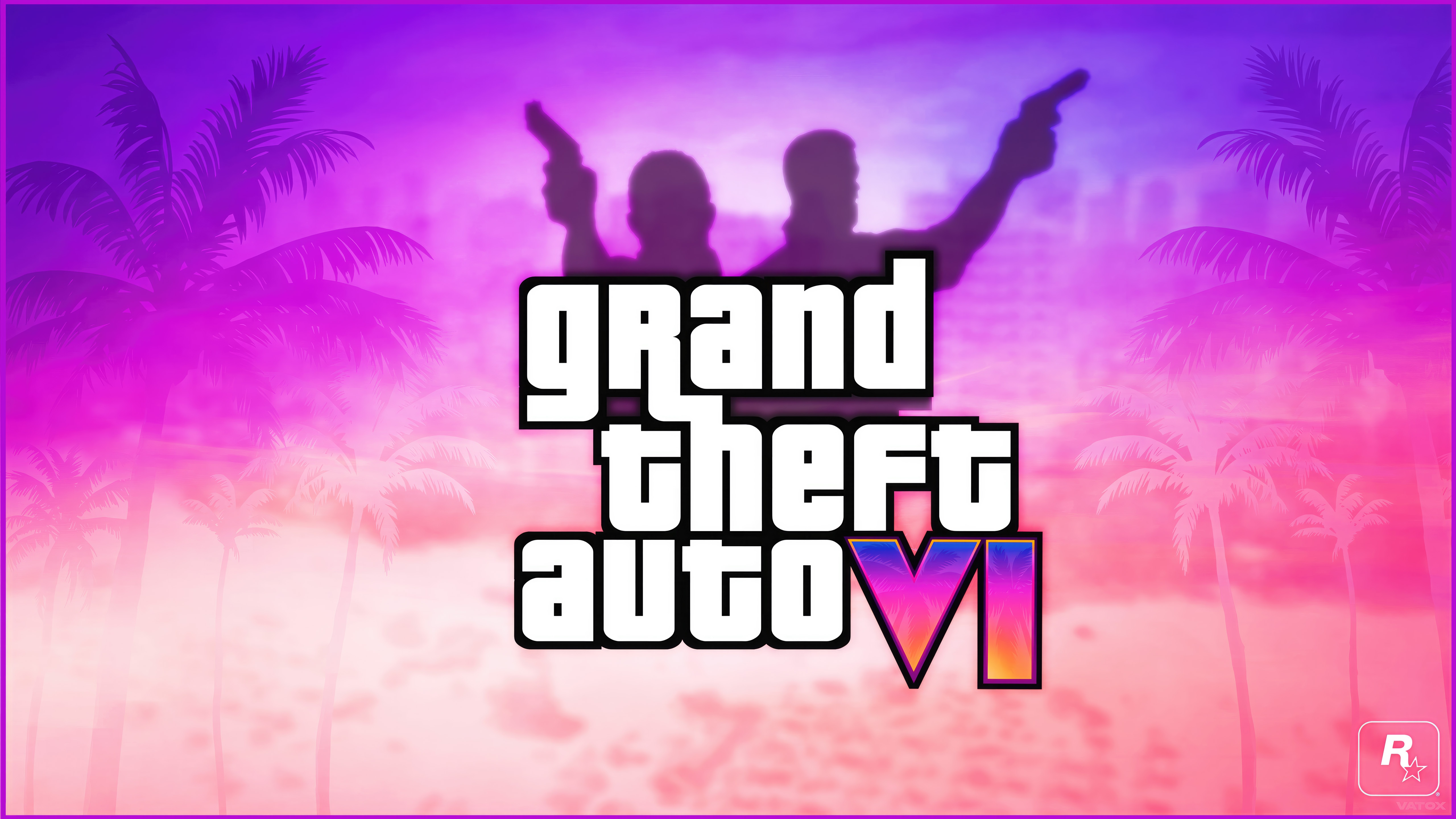 Grand Theft Auto VI Logo with Silhouettes HD Wallpaper