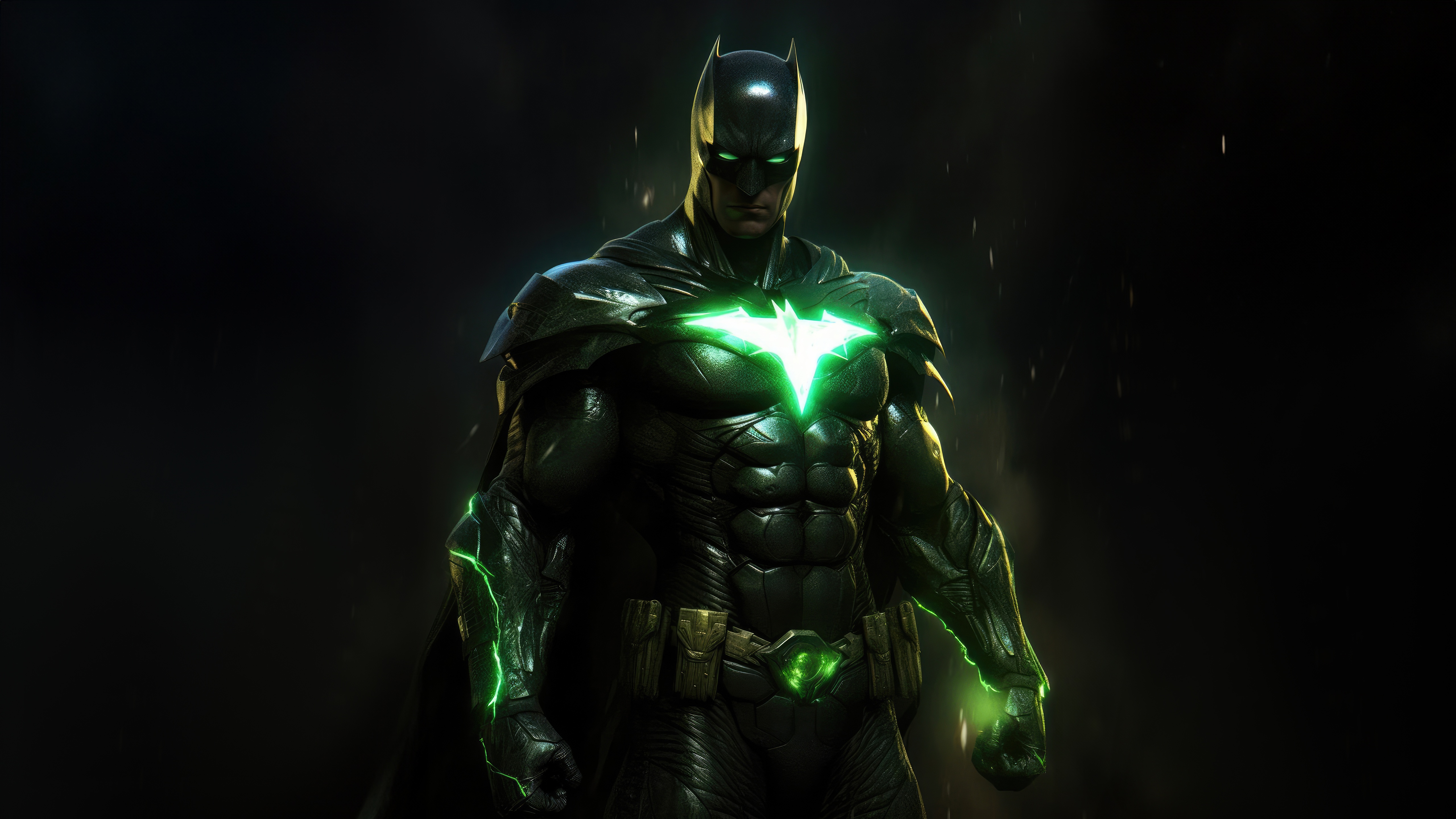 Batman with green glowing symbol HD Wallpaper