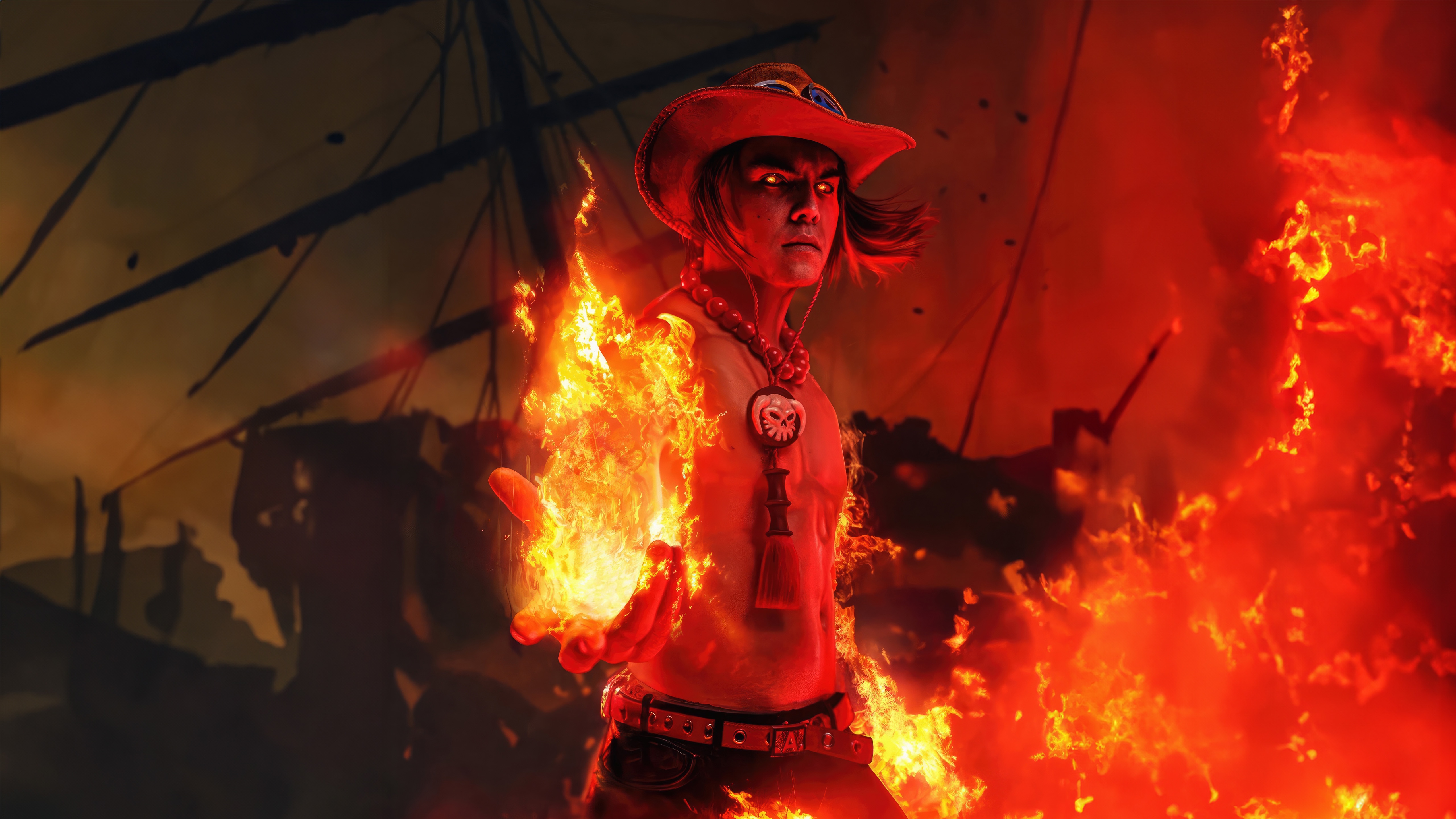 Portgas D. Ace engulfed in flames HD Wallpaper