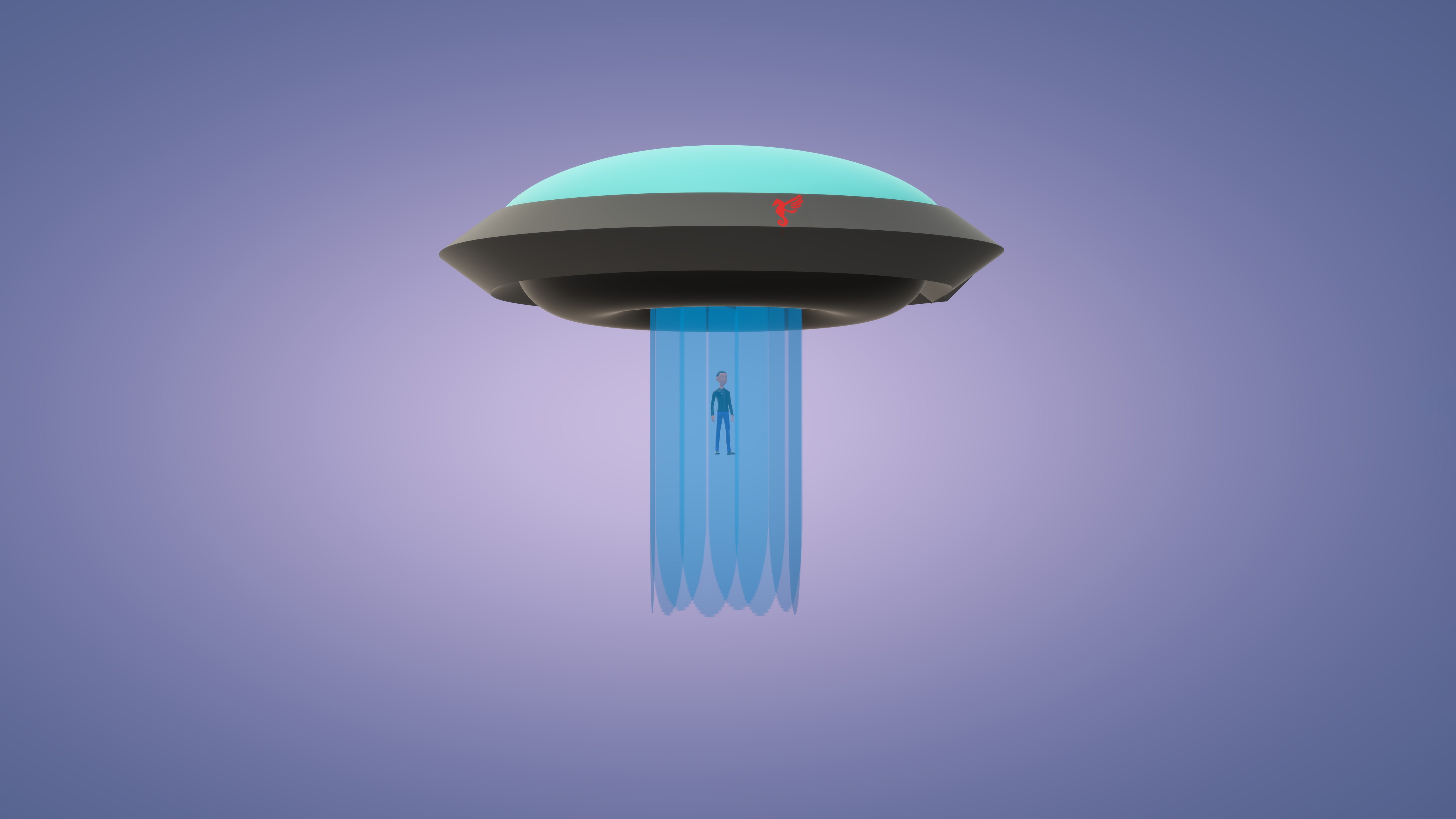 UFO abducting a human with a blue beam HD Wallpaper