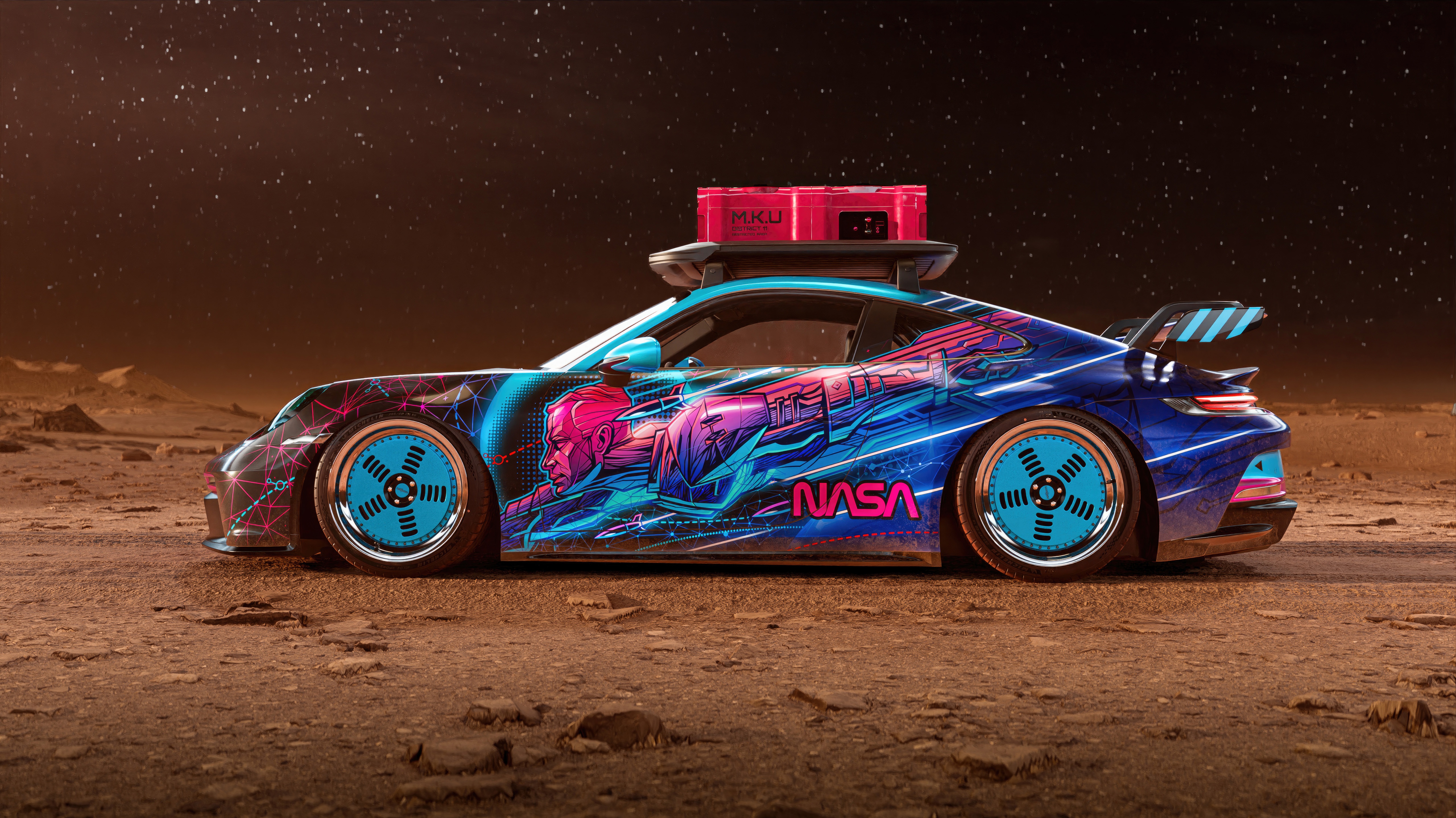 2023 Porsche 911 GT3 on Mars with NASA livery HD Wallpaper