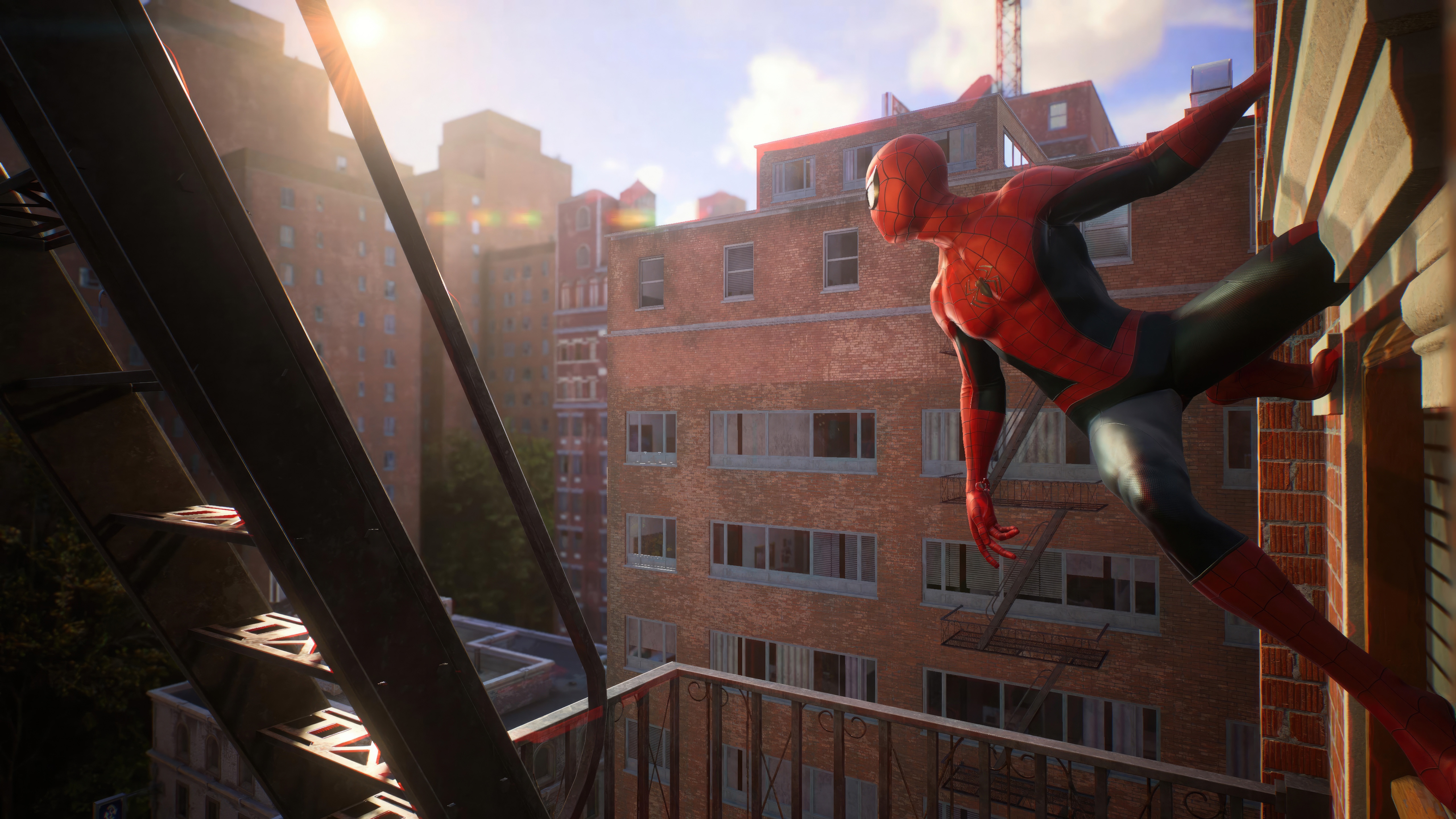 Spider-Man climbing a building HD Wallpaper