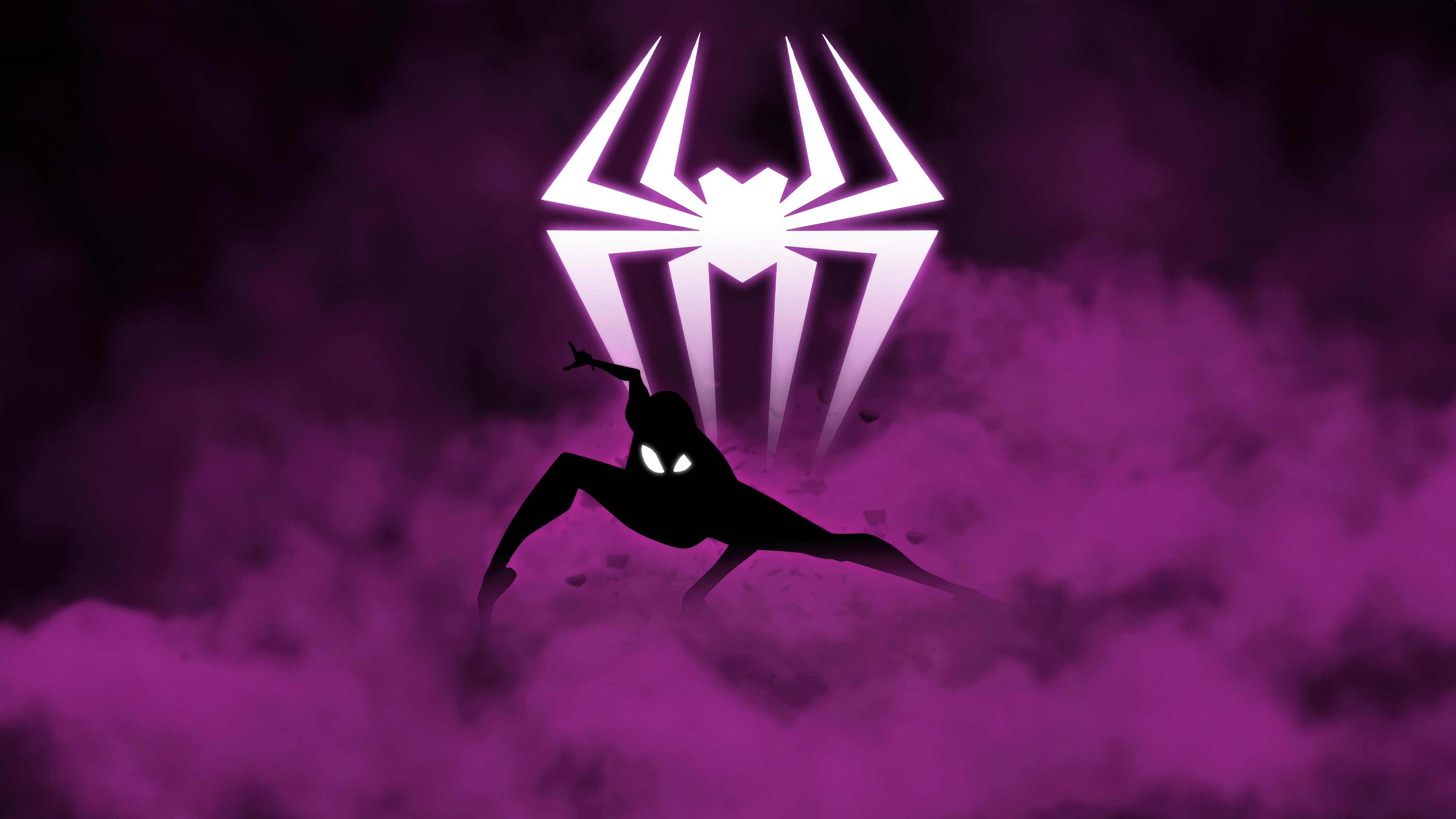 Spider-Man Silhouette with Spider Logo HD Wallpaper