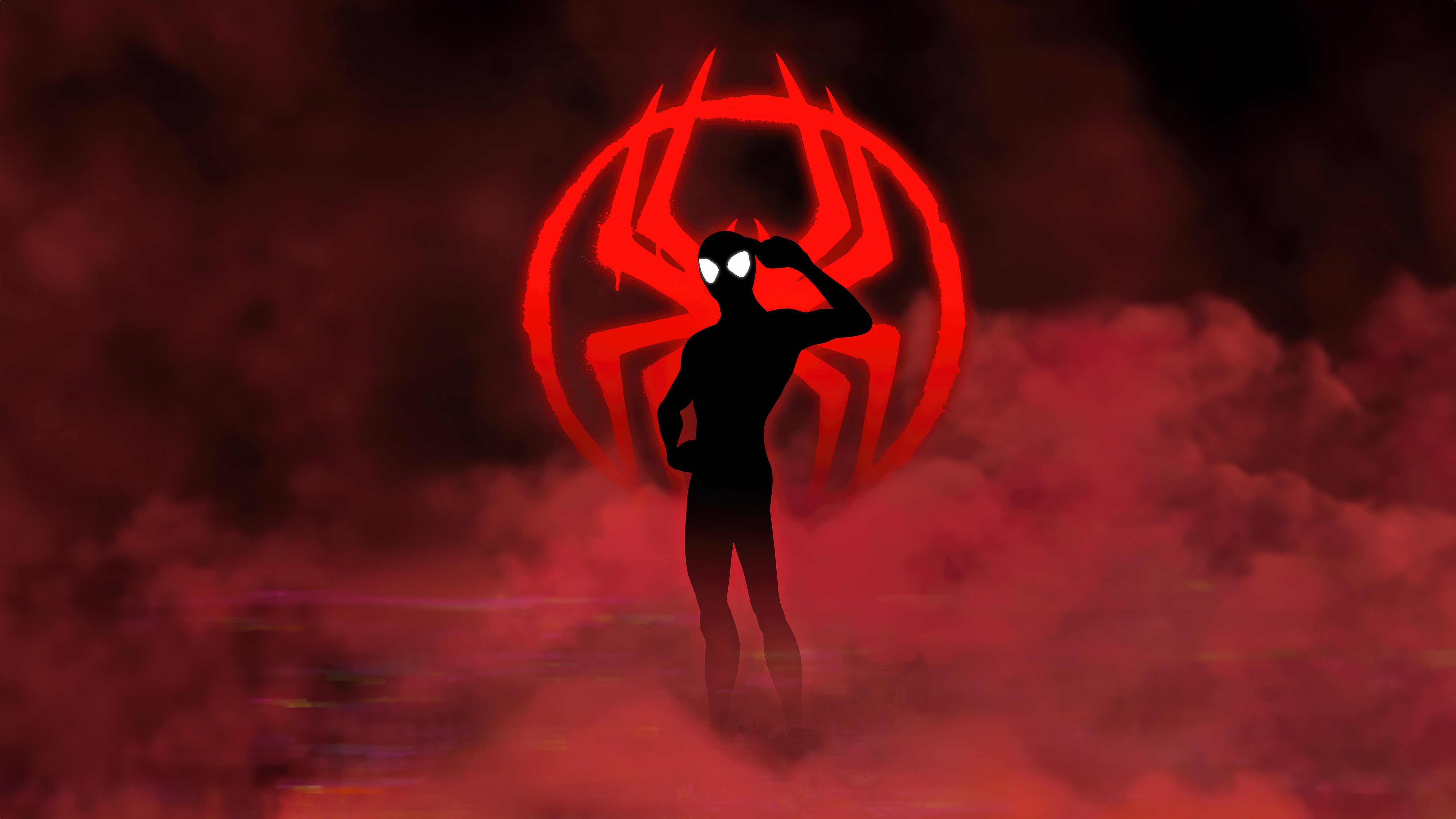 Miles Morales Silhouette with Spider Logo HD Wallpaper