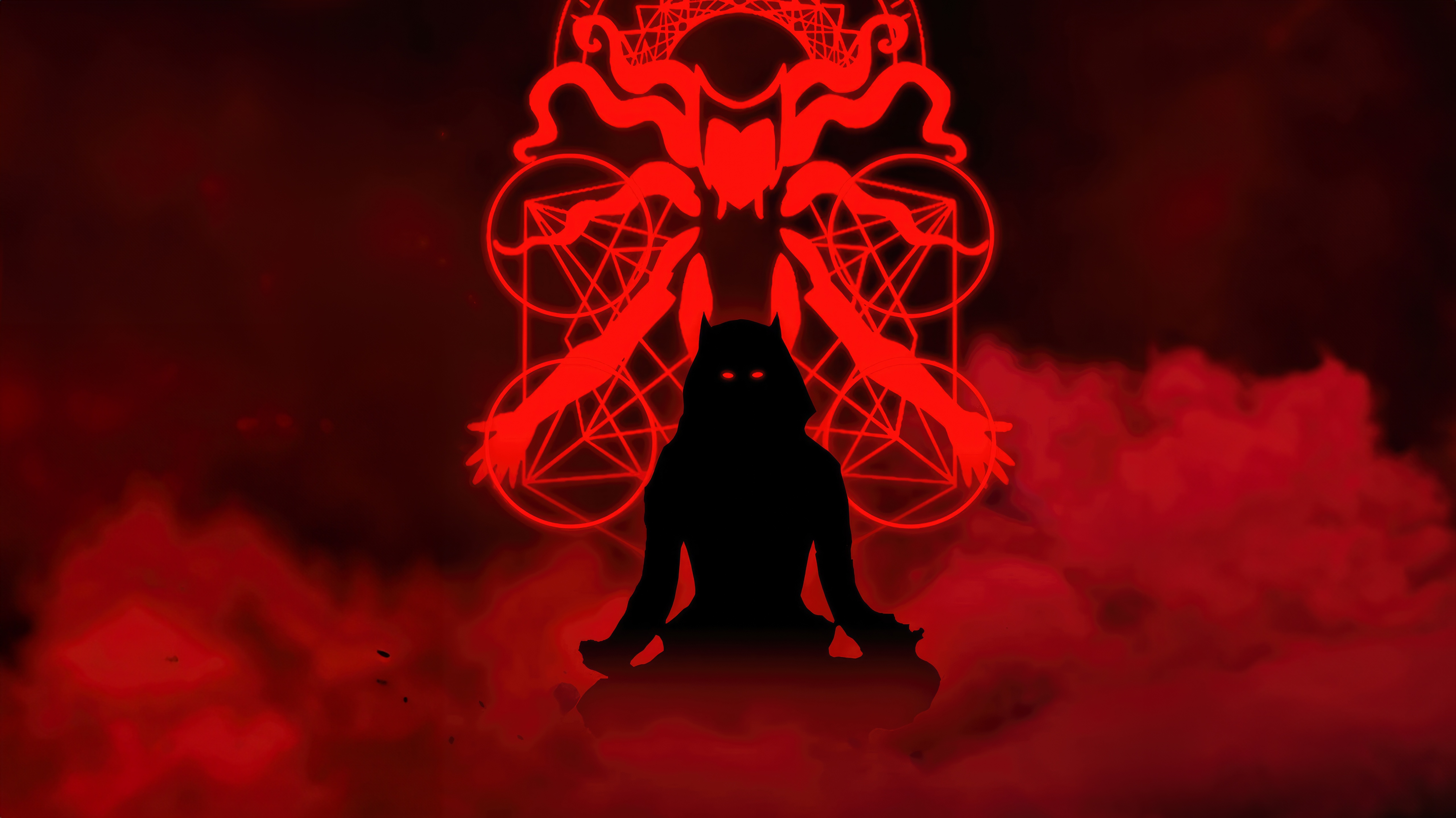 Scarlet Witch with occult symbols and red smoke HD Wallpaper