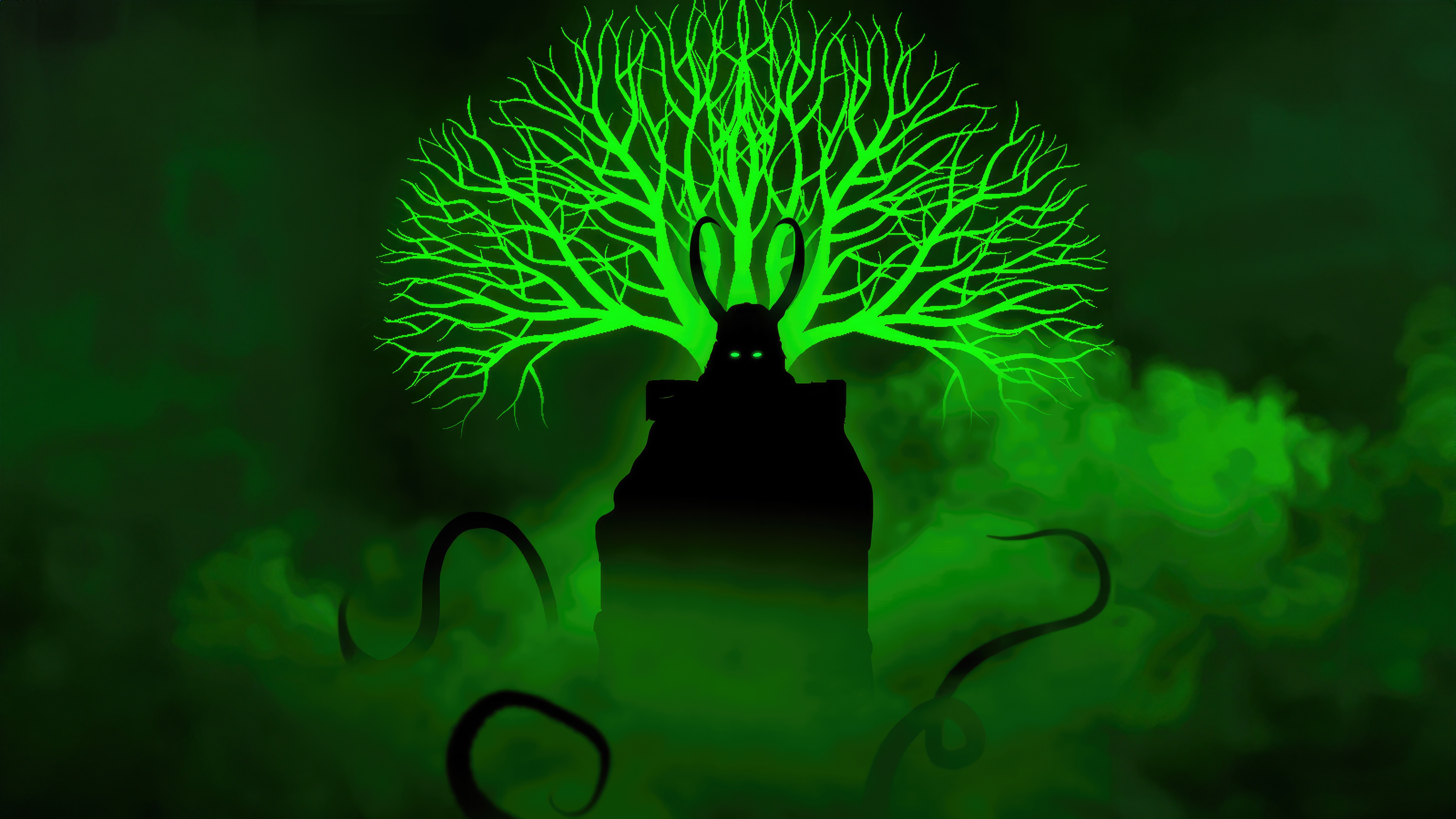 Loki Season 2 Minimalist Tree and Figure HD Wallpaper