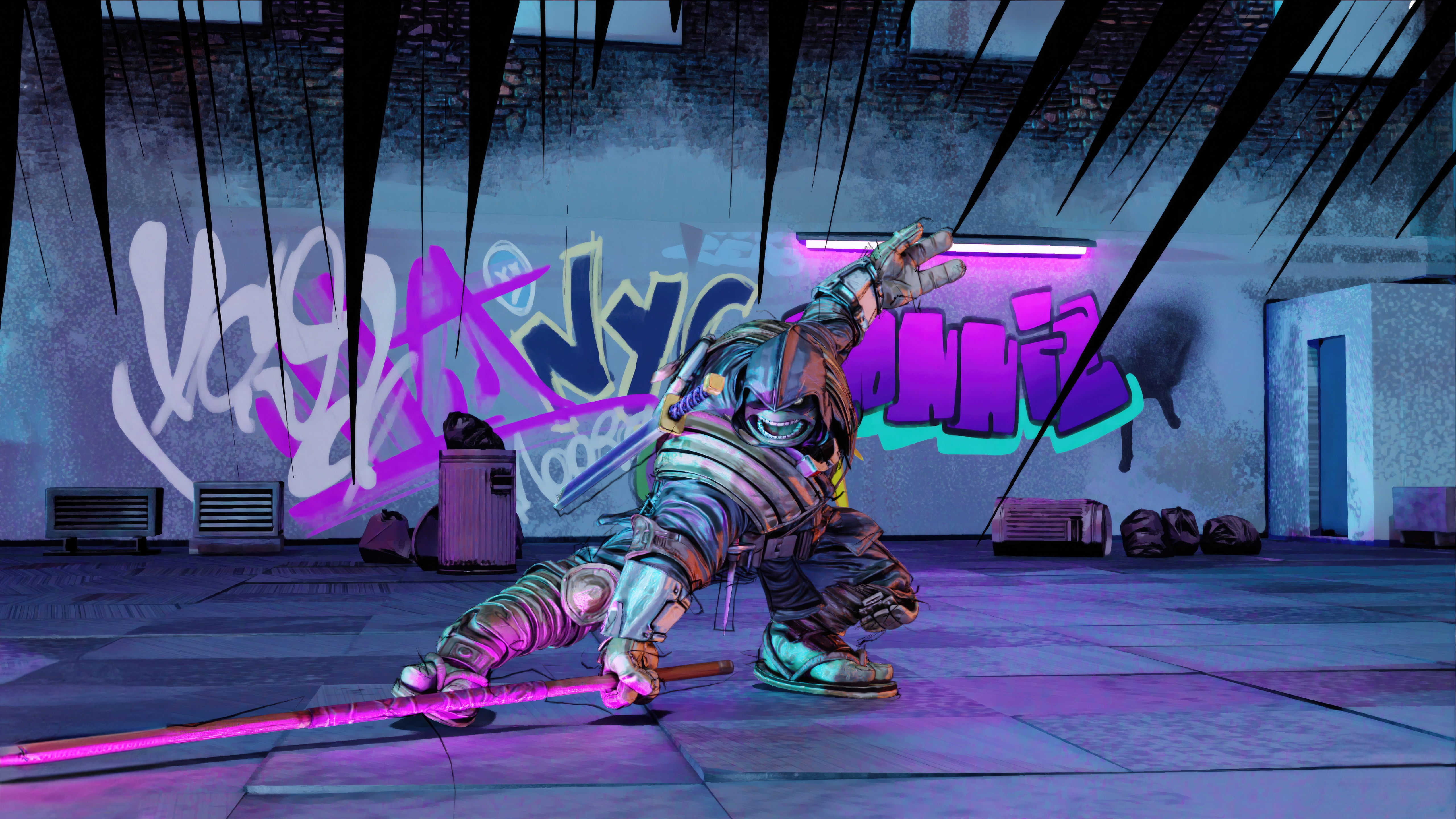 The Last Ronin Donnie in a Graffiti Alley HD Wallpaper