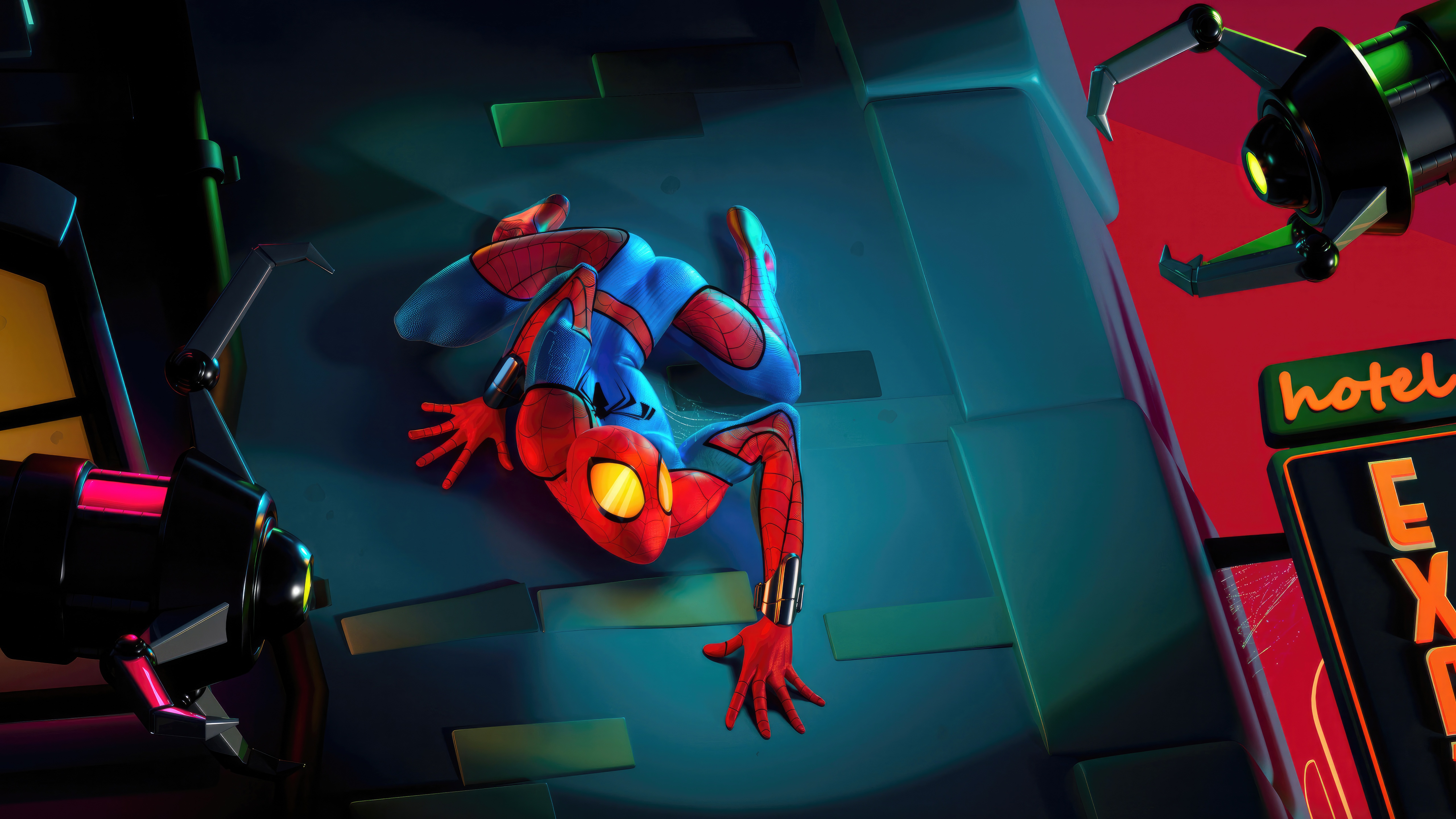 Spider-Man climbing on a building HD Wallpaper