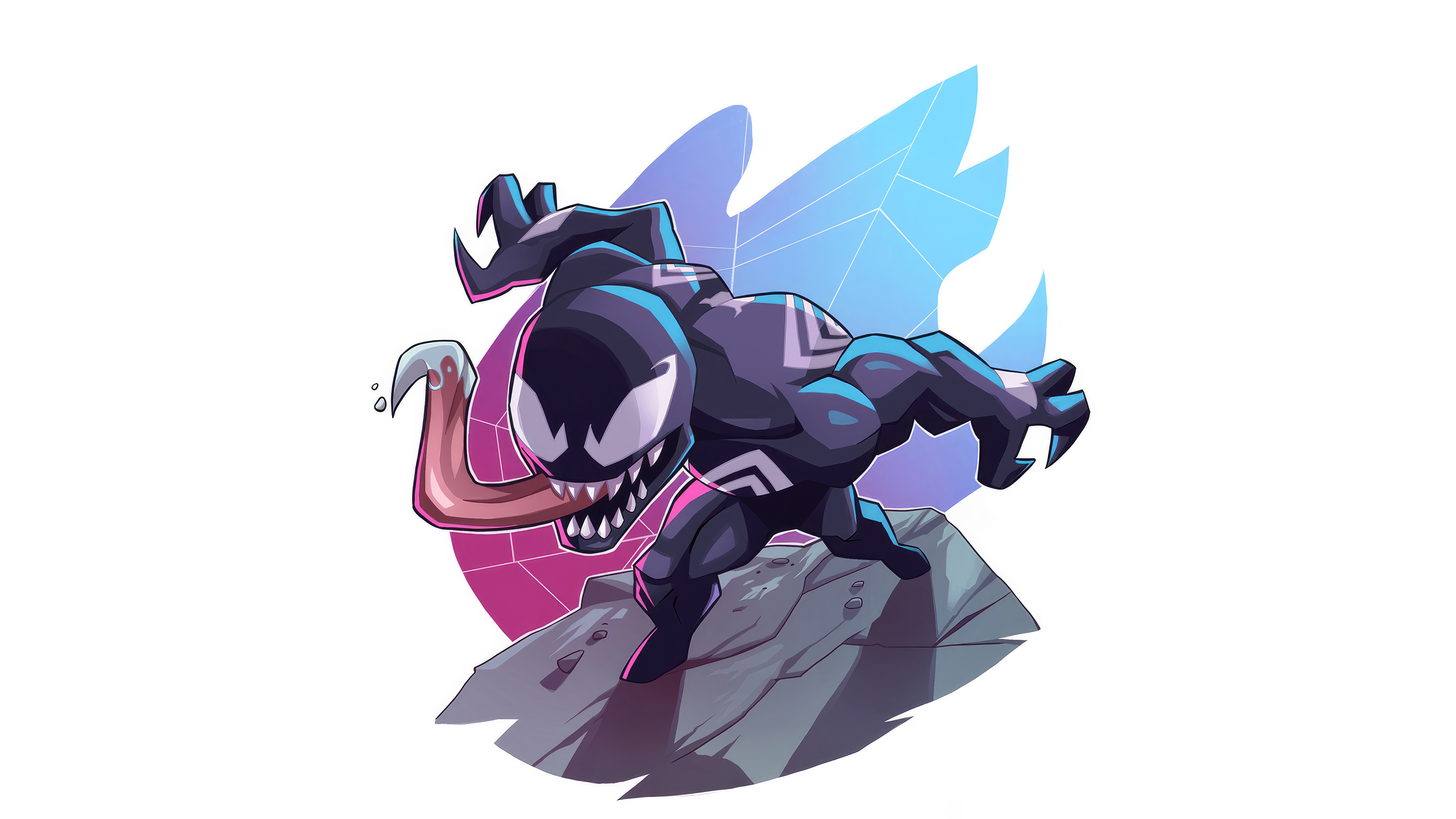 Venom on a Rock with Spider Web Background HD Wallpaper