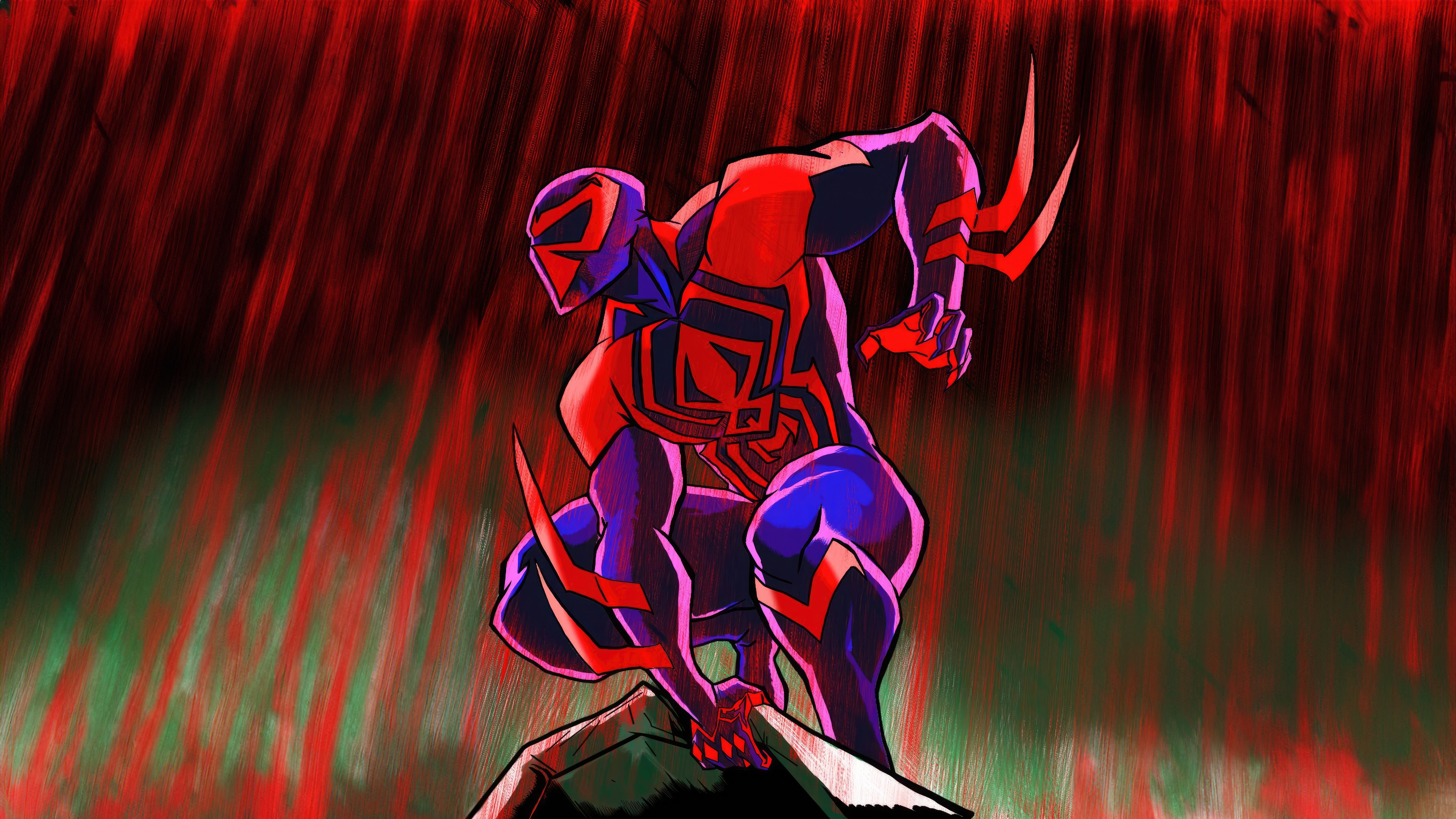 Spider-Man 2099 in a crouched pose HD Wallpaper