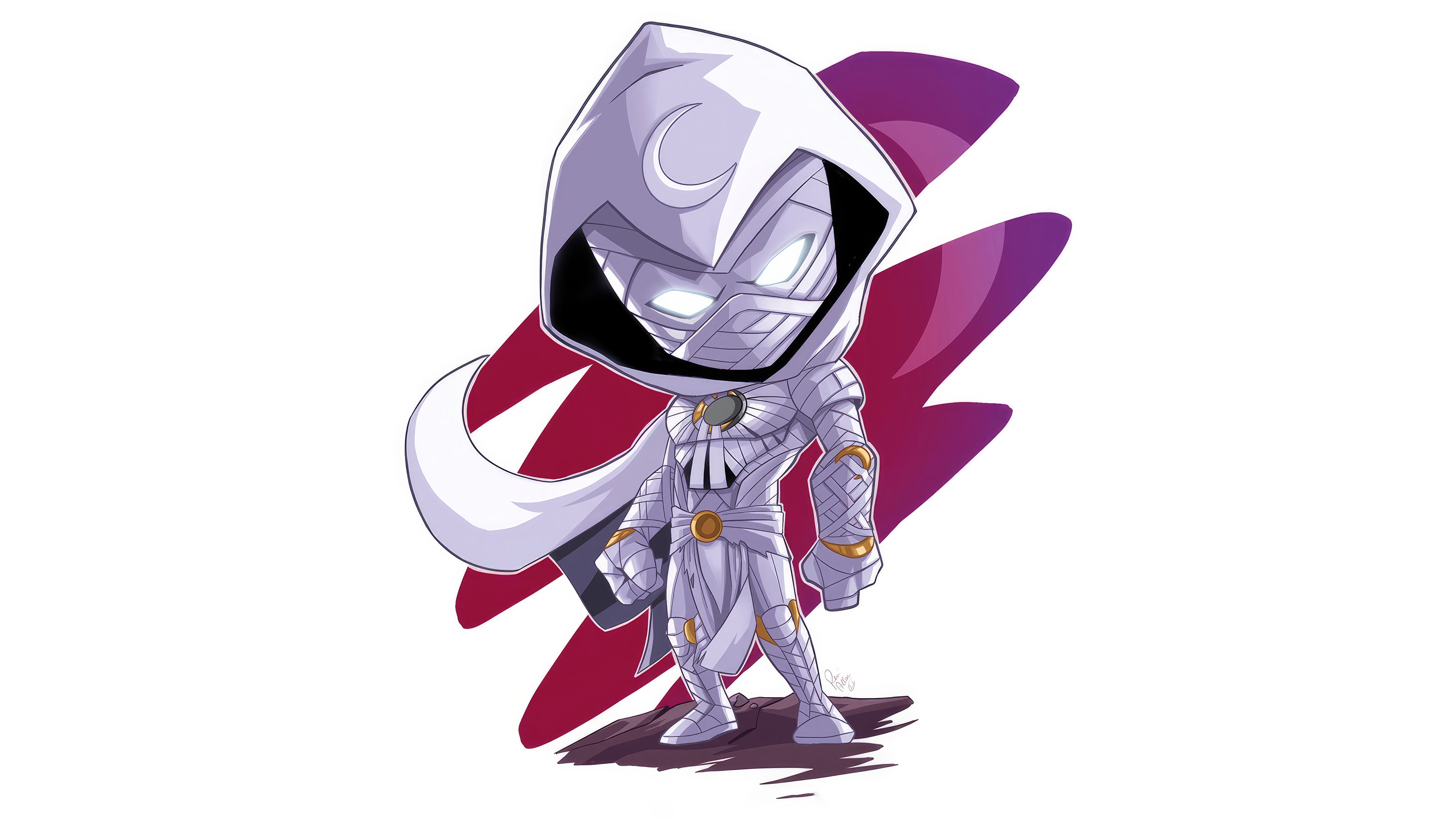 Chibi Moon Knight with Purple Lightning HD Wallpaper