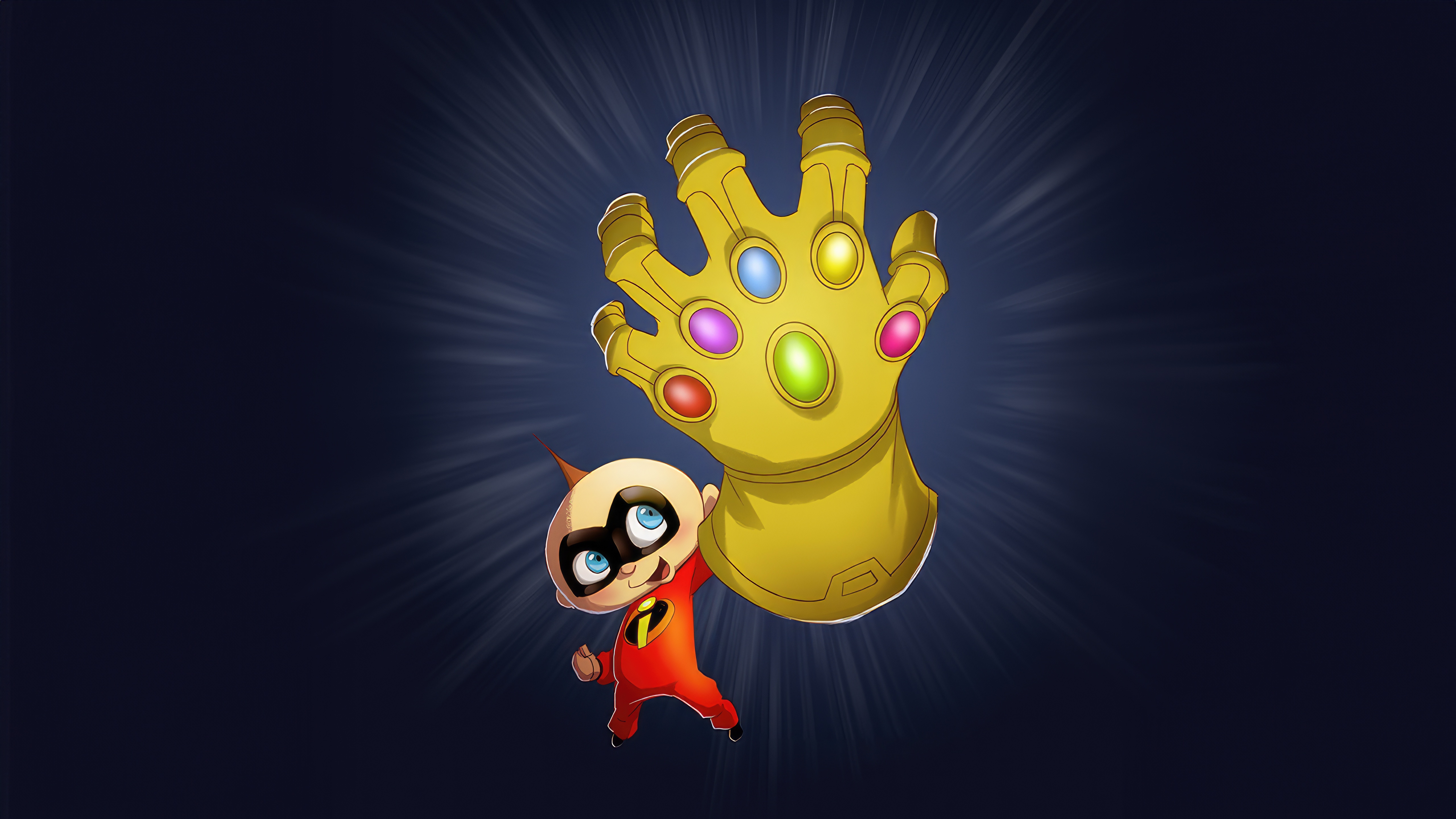 Jack-Jack Parr holding the Infinity Gauntlet HD Wallpaper
