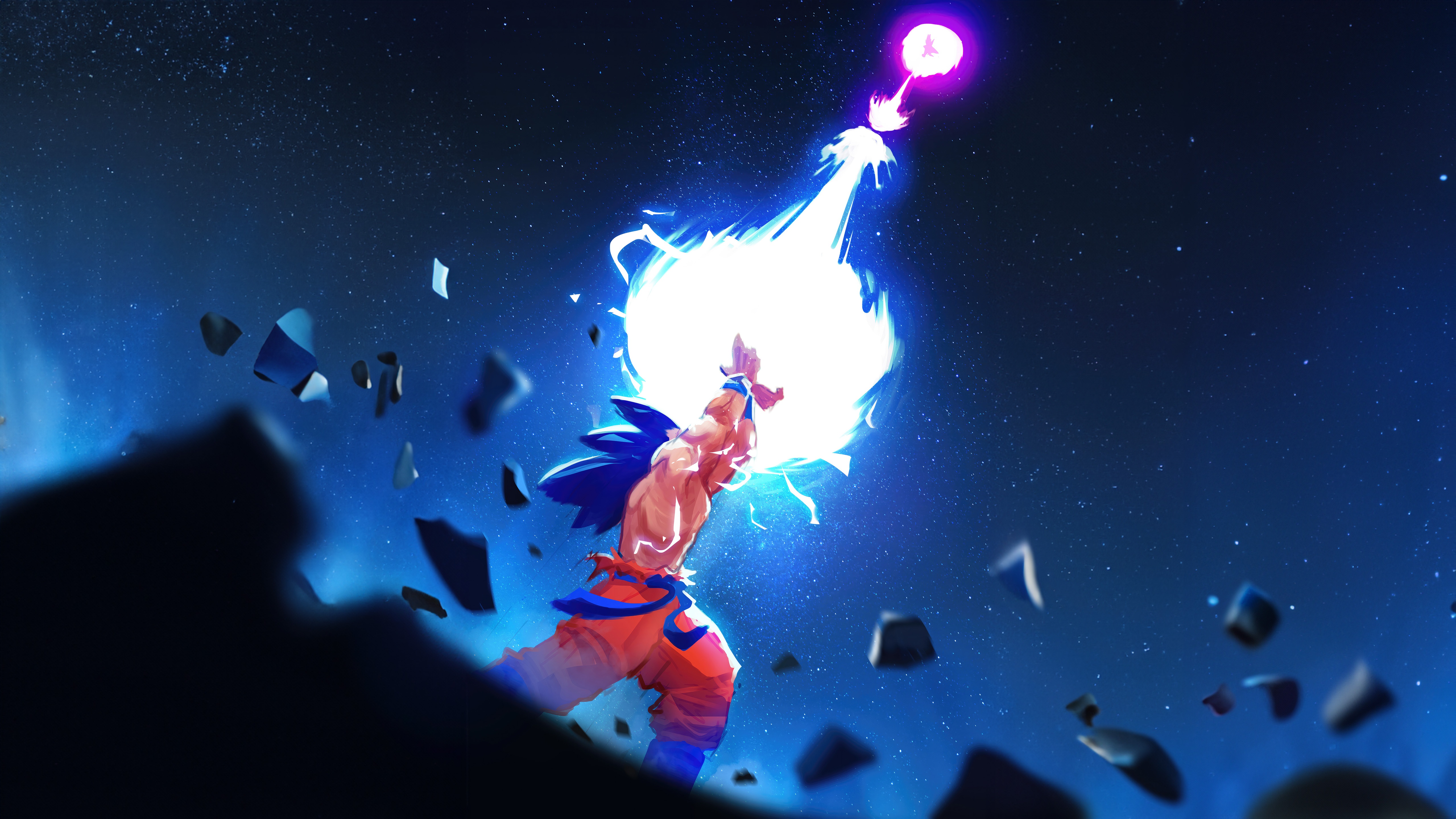 Goku charging a powerful energy blast HD Wallpaper