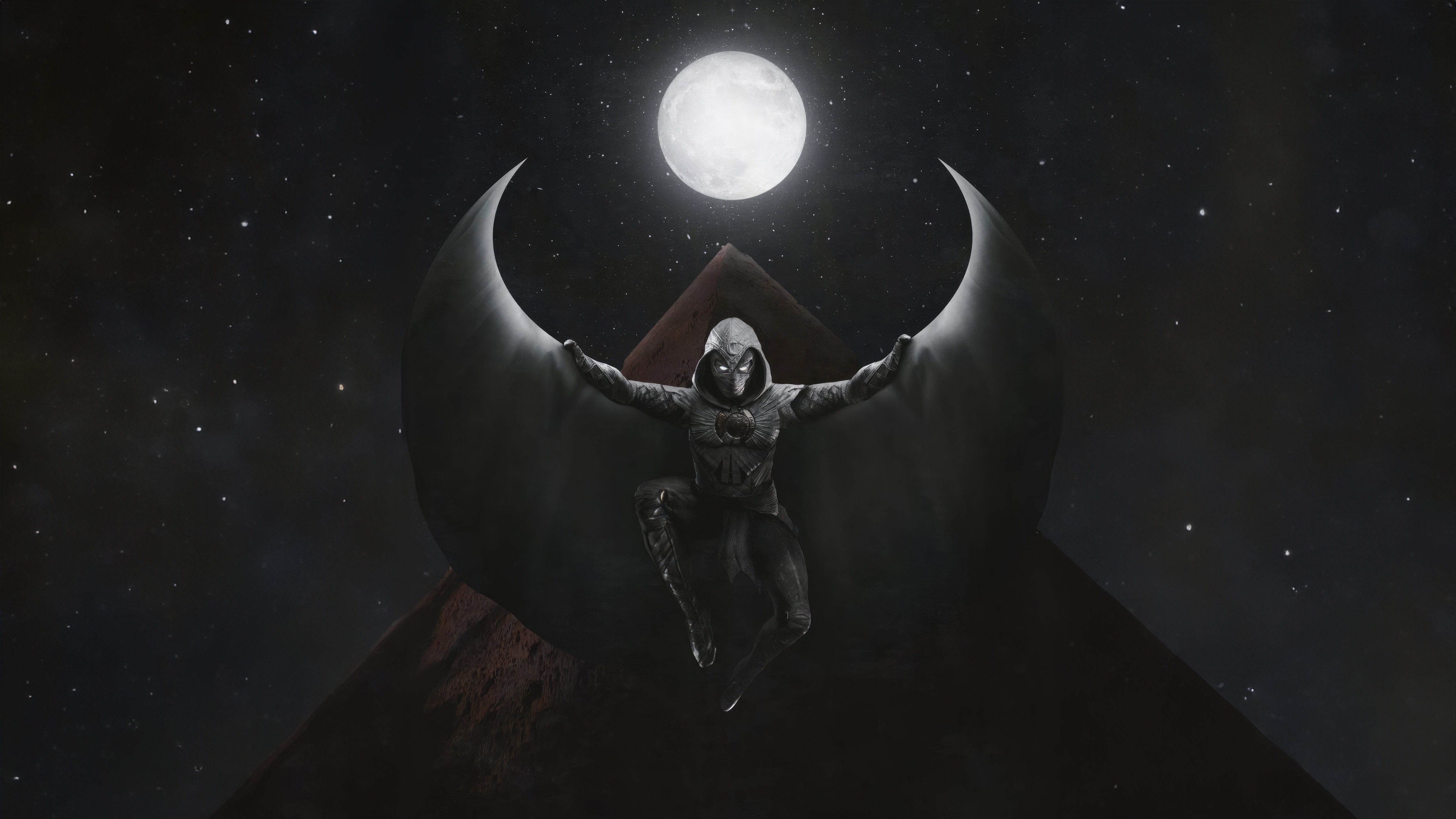 Moon Knight Rises Under the Full Moon HD Wallpaper
