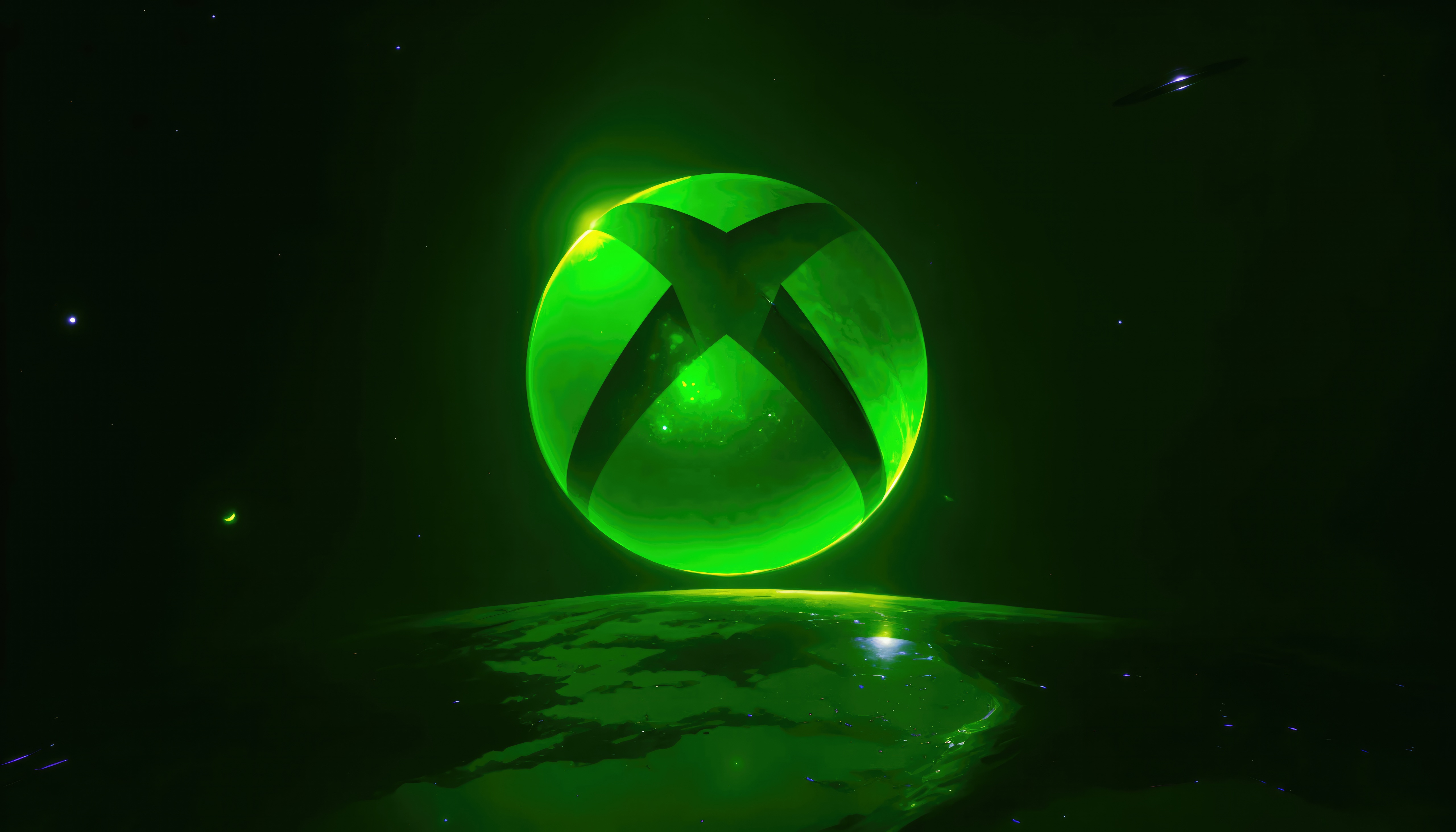 Xbox logo sphere over a planet HD Wallpaper