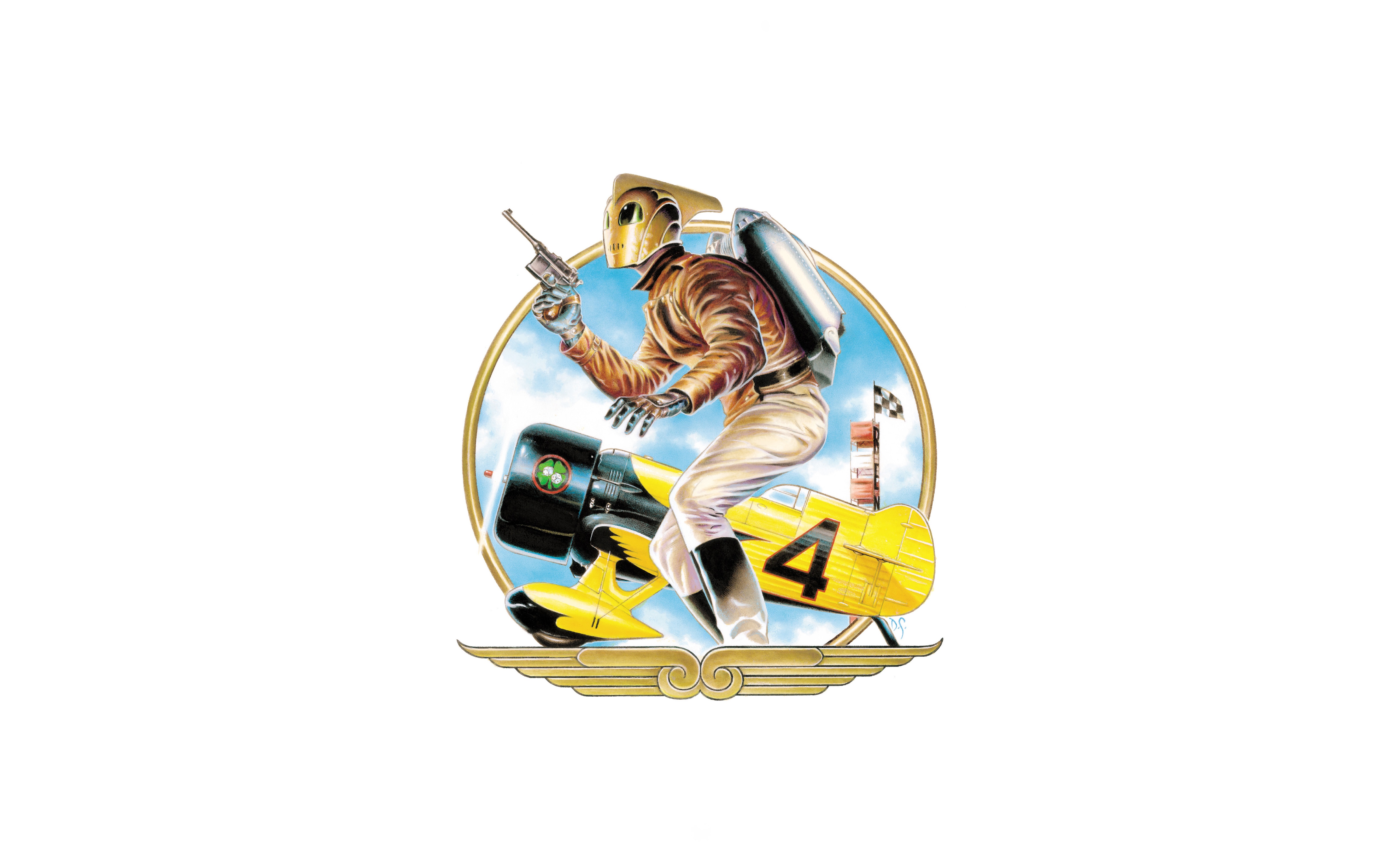 The Rocketeer on a Biplane HD Wallpaper