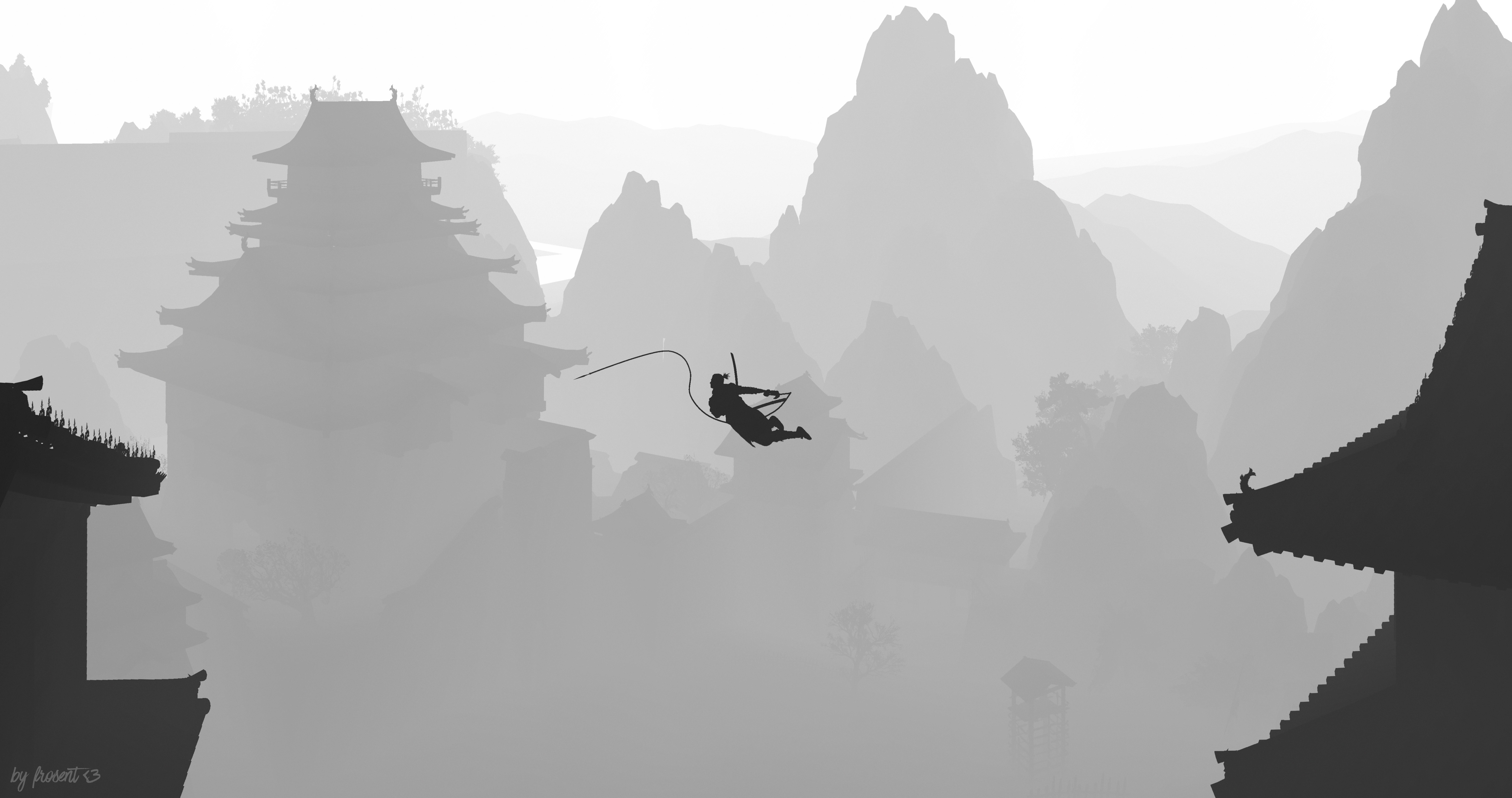 Sekiro: Shadows Die Twice - Ninja leaping with whip HD Wallpaper
