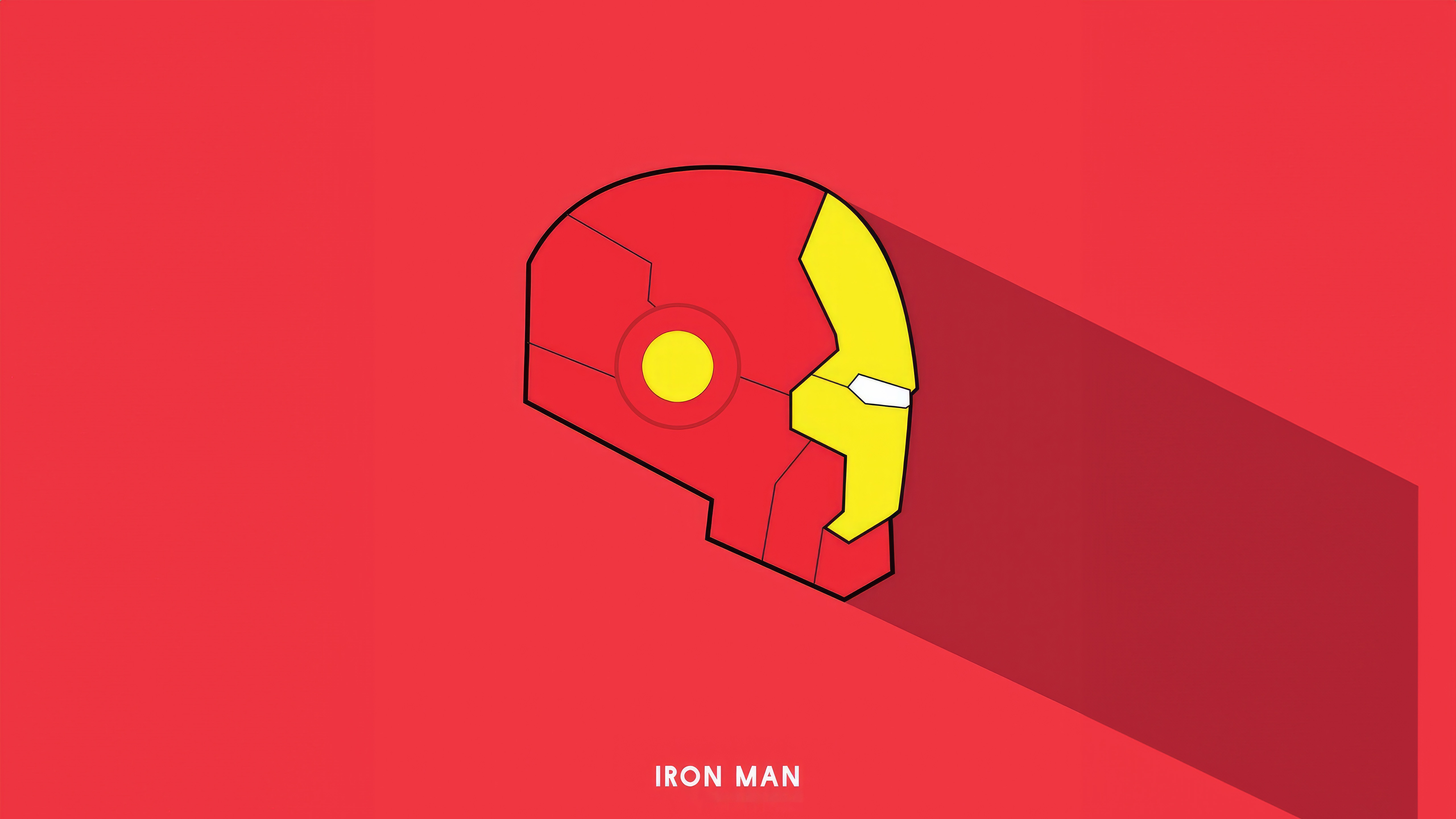 Minimalist Iron Man Helmet on Red Background HD Wallpaper