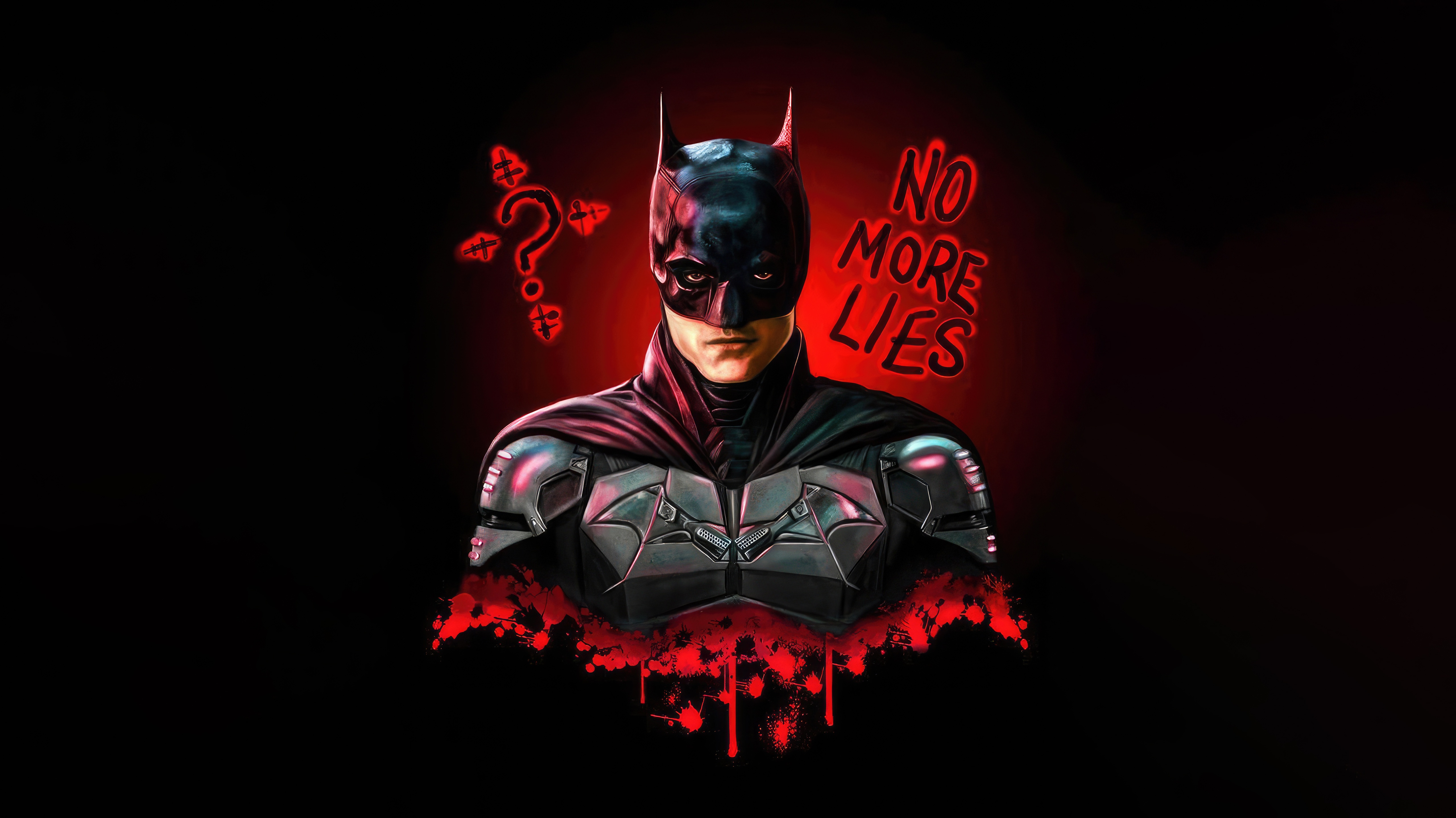 The Batman with "No More Lies" and Riddler's Question Mark HD Wallpaper