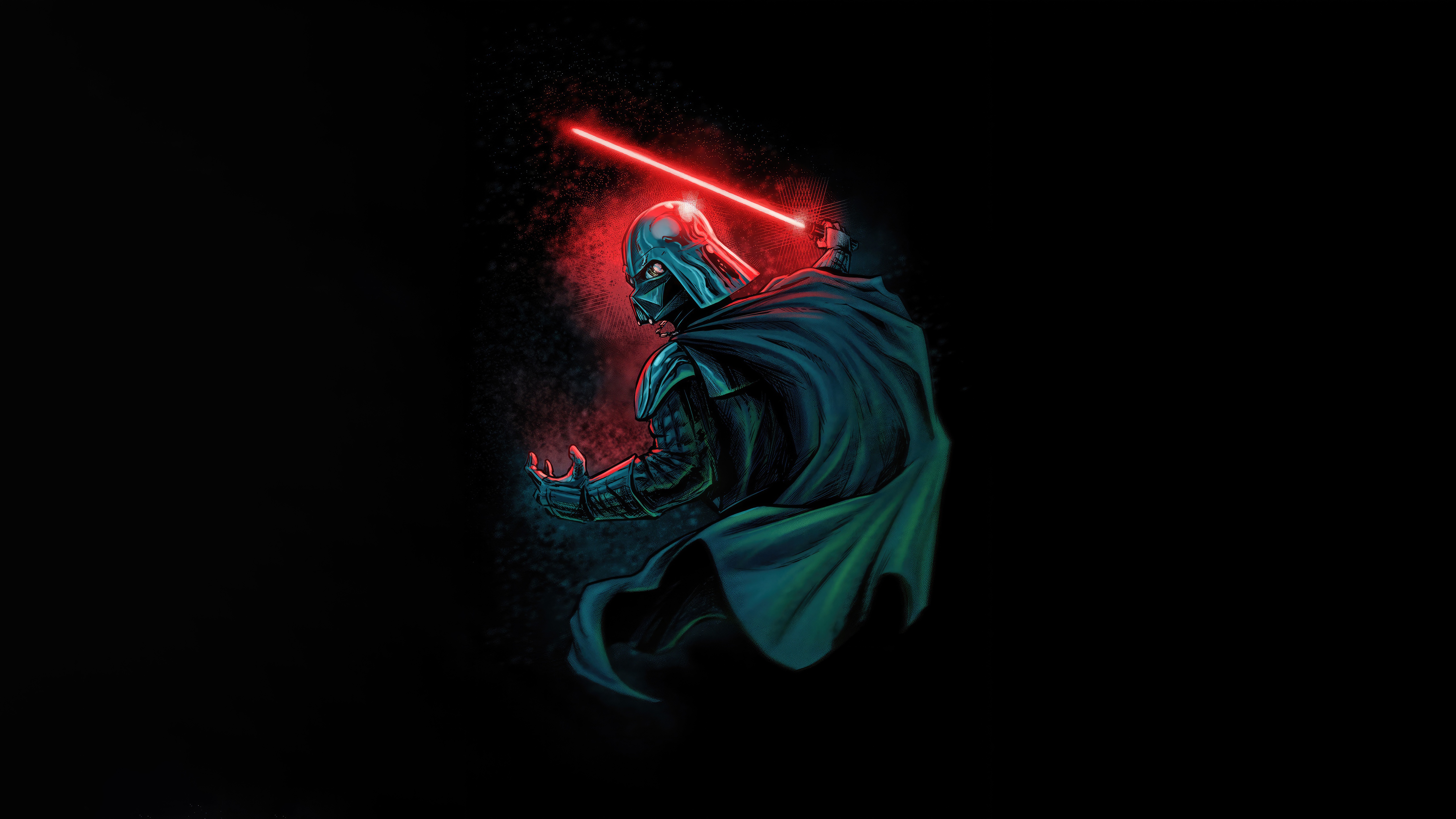 Darth Vader with Red Lightsaber HD Wallpaper