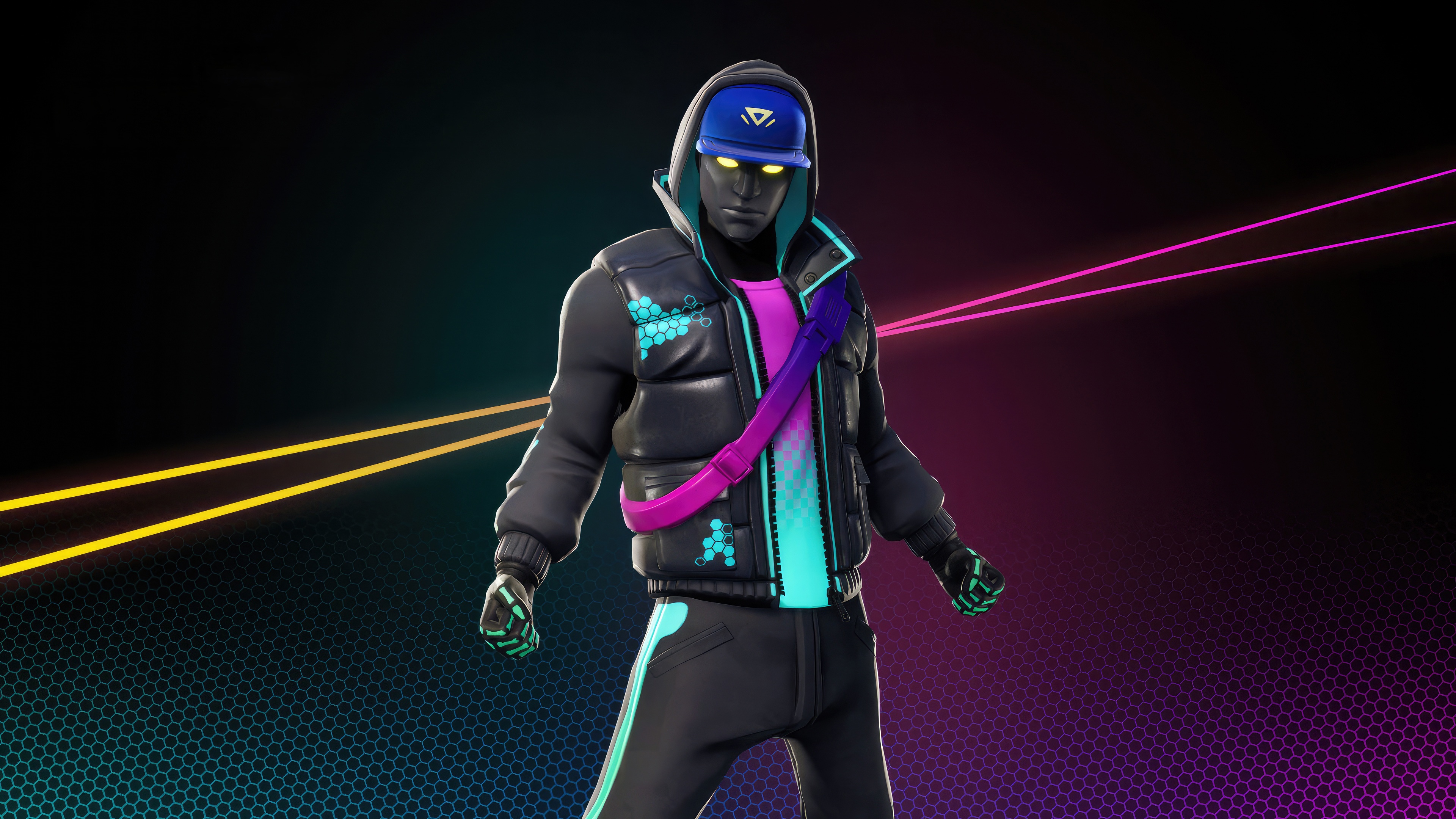 Fortnite Character with Neon Accents HD Wallpaper
