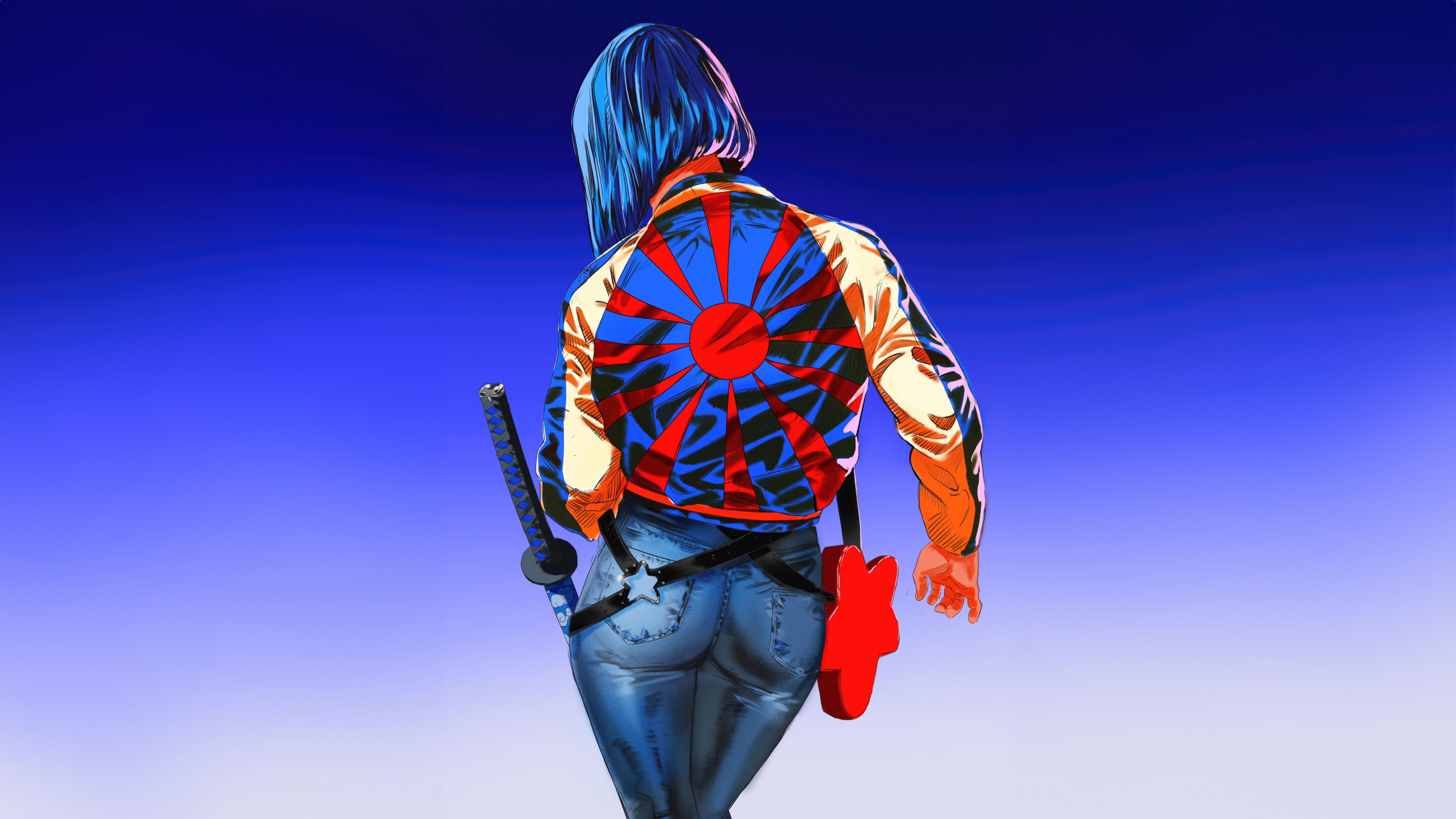Woman with a katana and a red holster HD Wallpaper