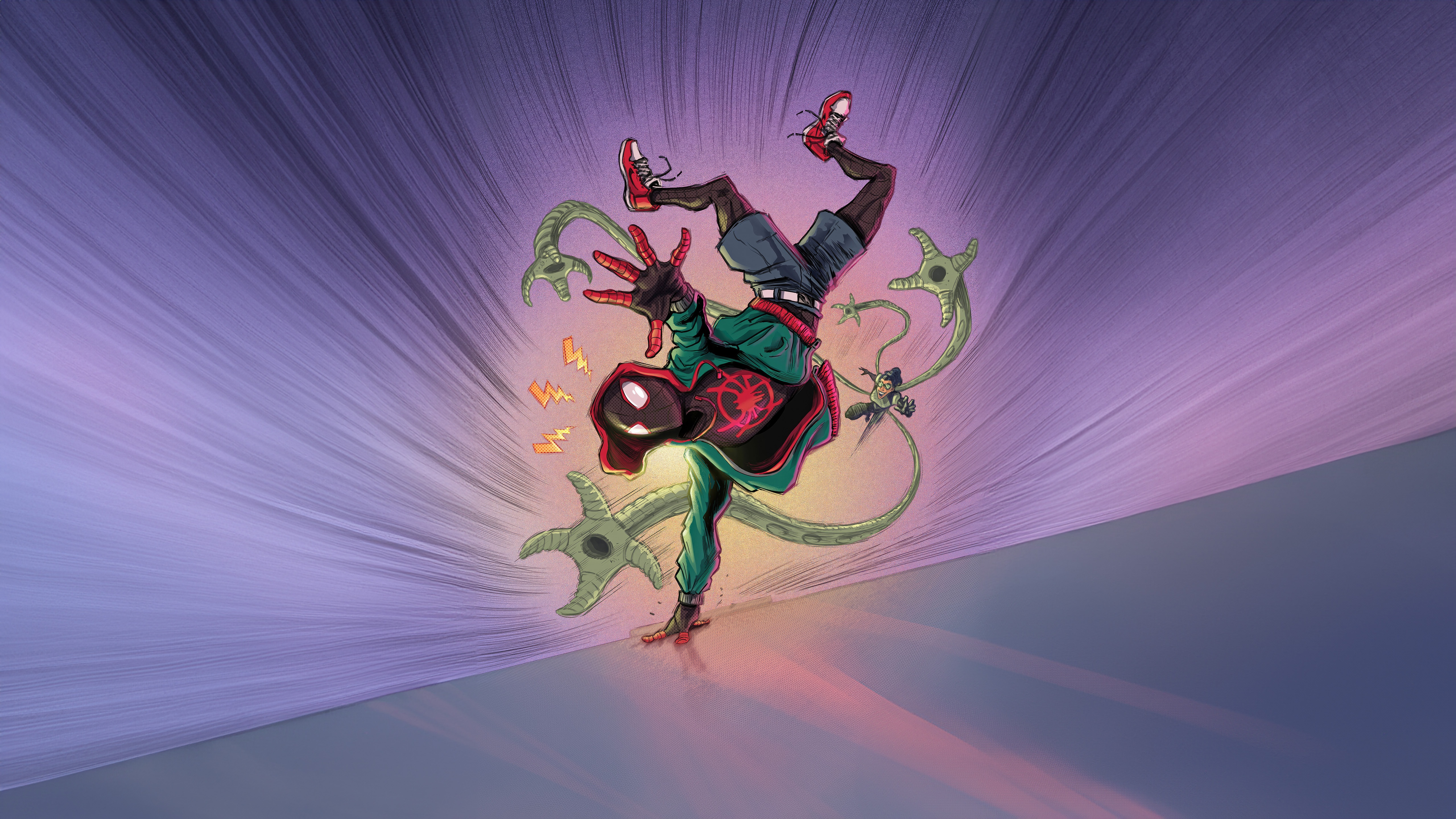 Miles Morales Breakdancing with Tentacles HD Wallpaper