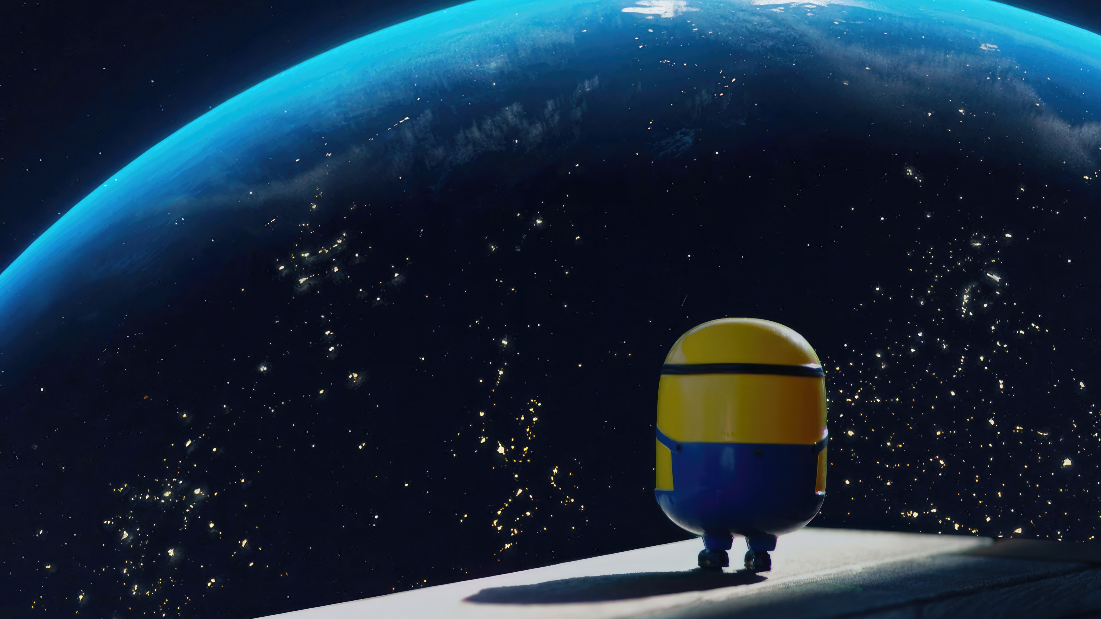 Minion looking at Earth from space HD Wallpaper