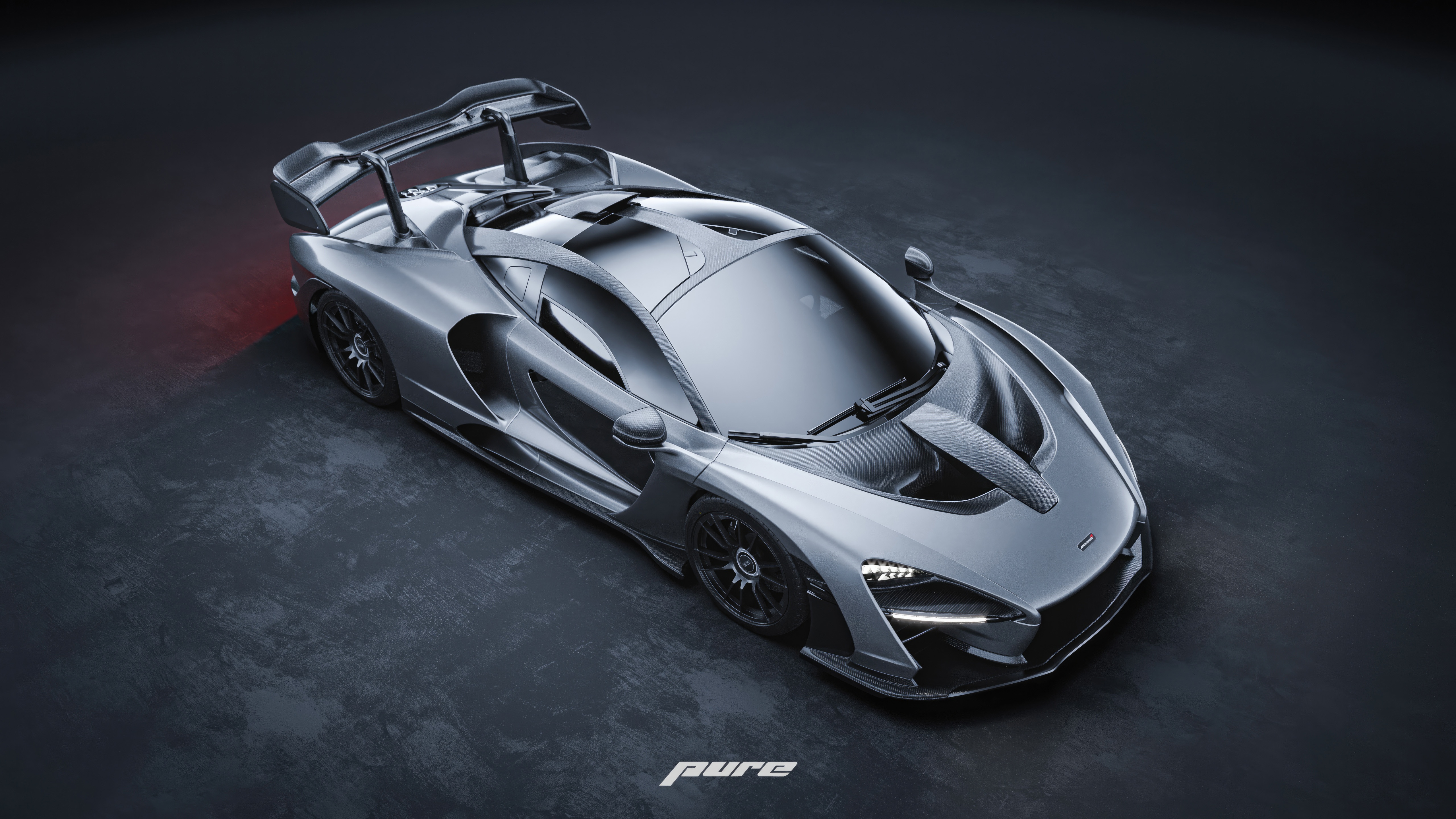 Silver McLaren Senna on a dark surface HD Wallpaper