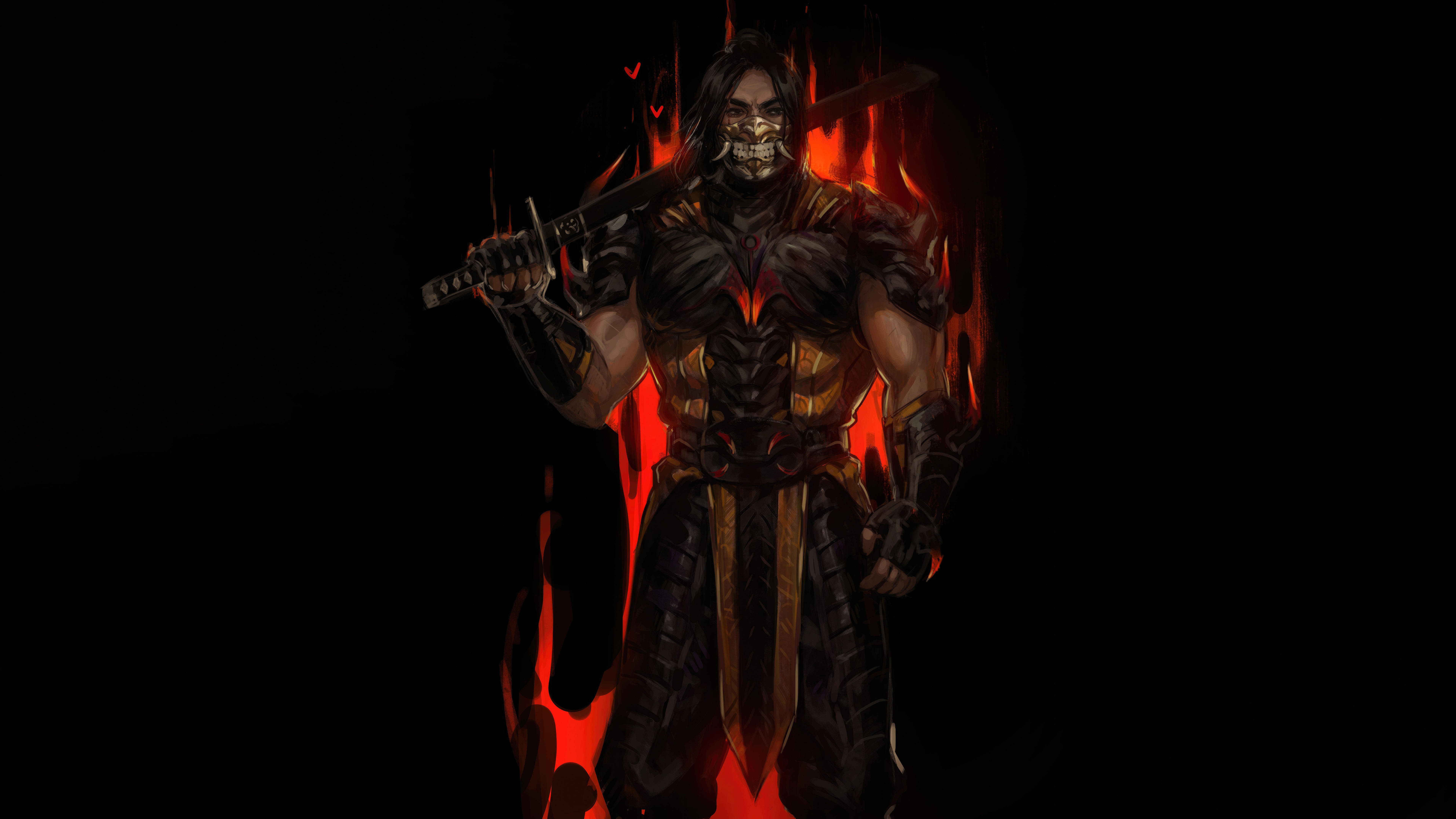 Scorpion from Mortal Kombat 11 with sword HD Wallpaper