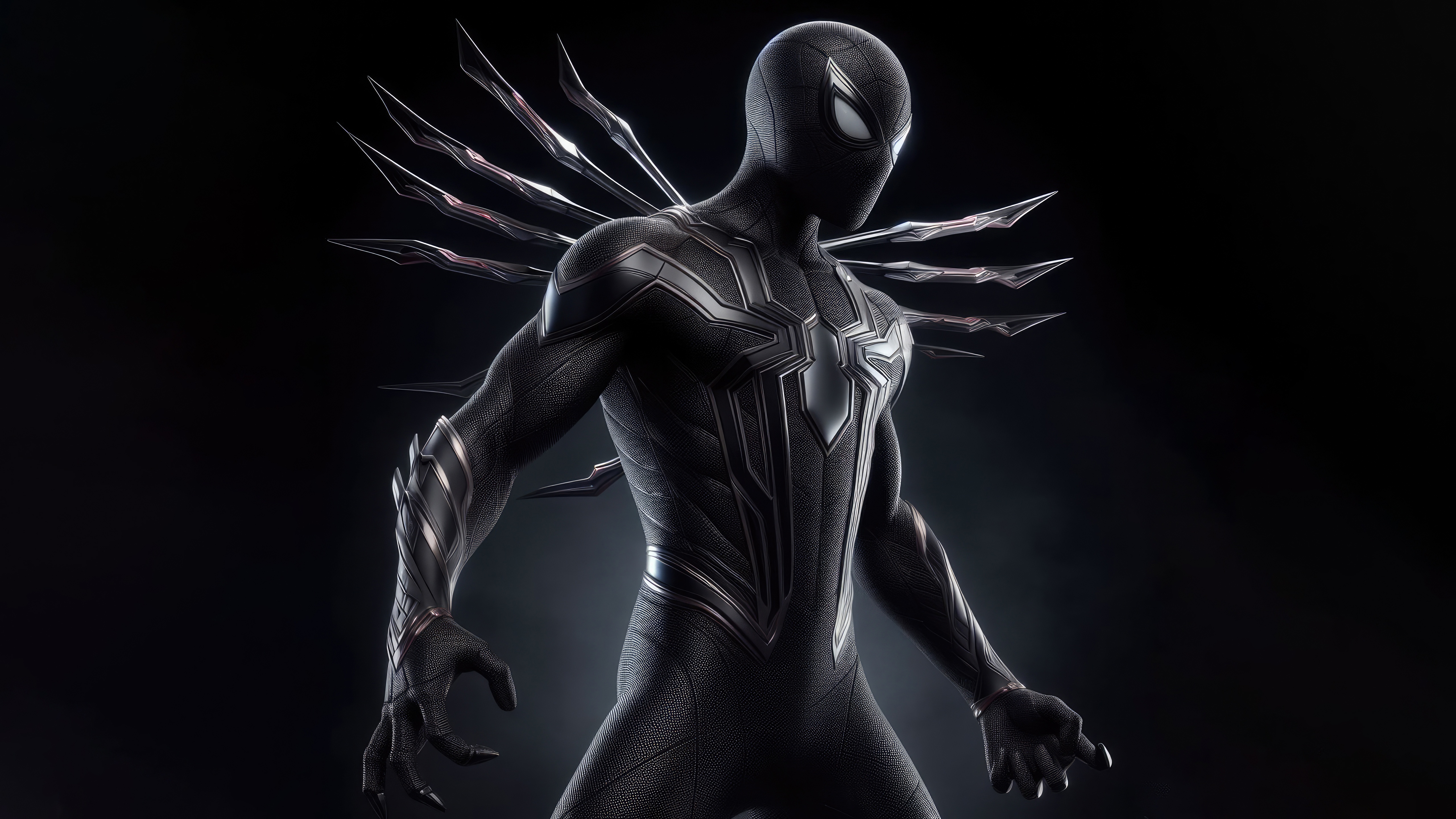 Spider-Man in the Black Vibranium Suit HD Wallpaper
