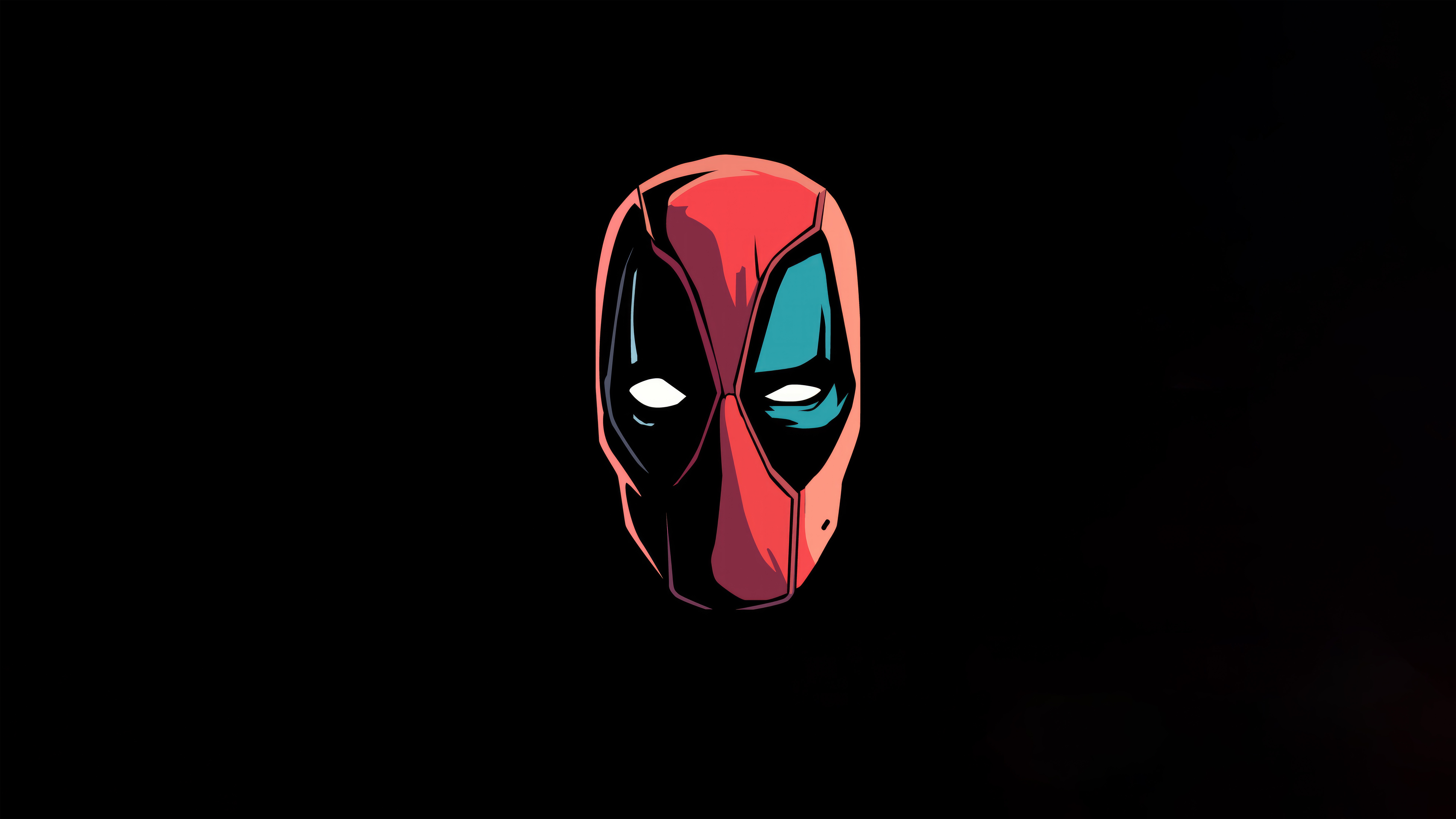 Deadpool Mask on Black Background HD Wallpaper