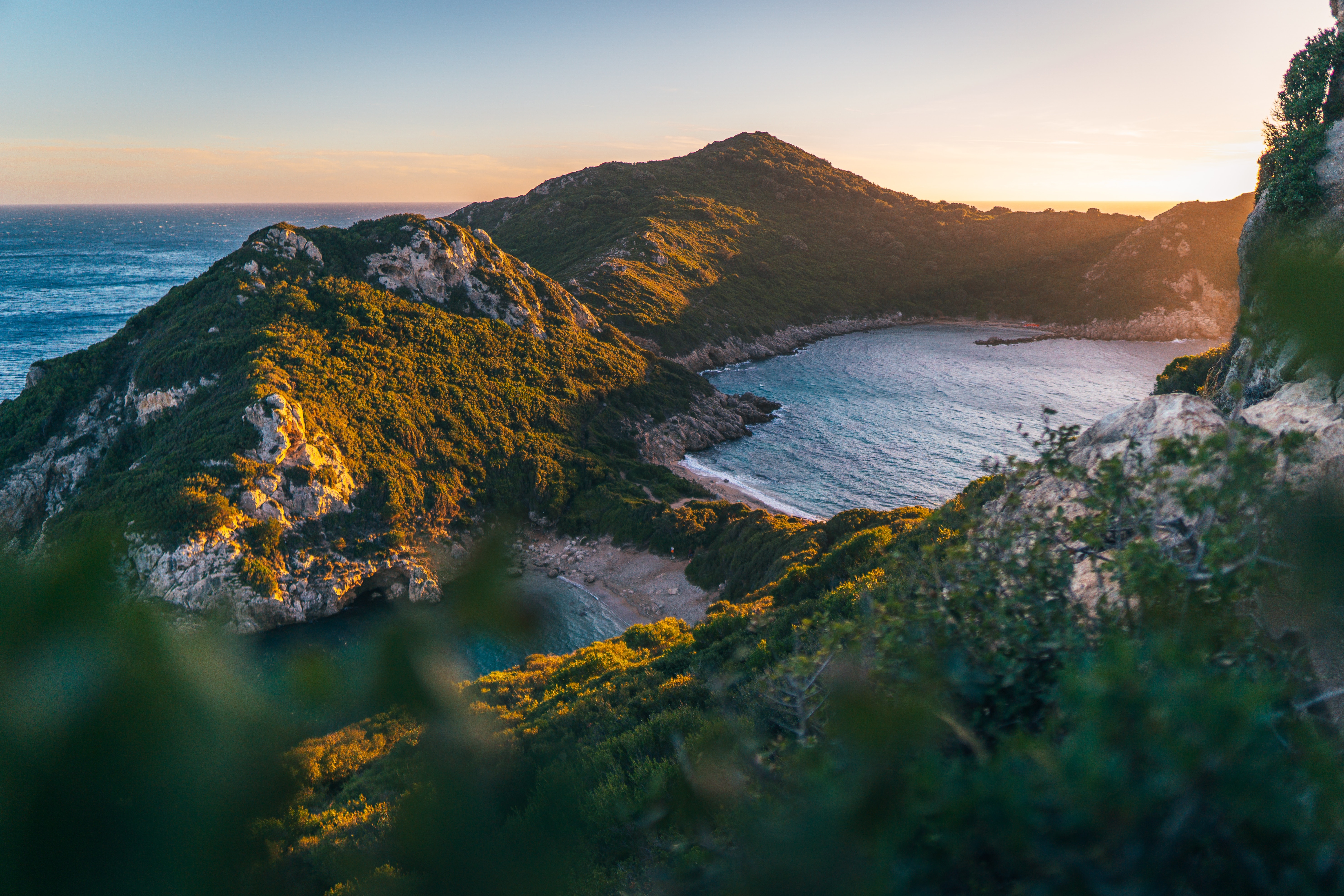 Greek Island Mountains at Sunset HD Wallpaper