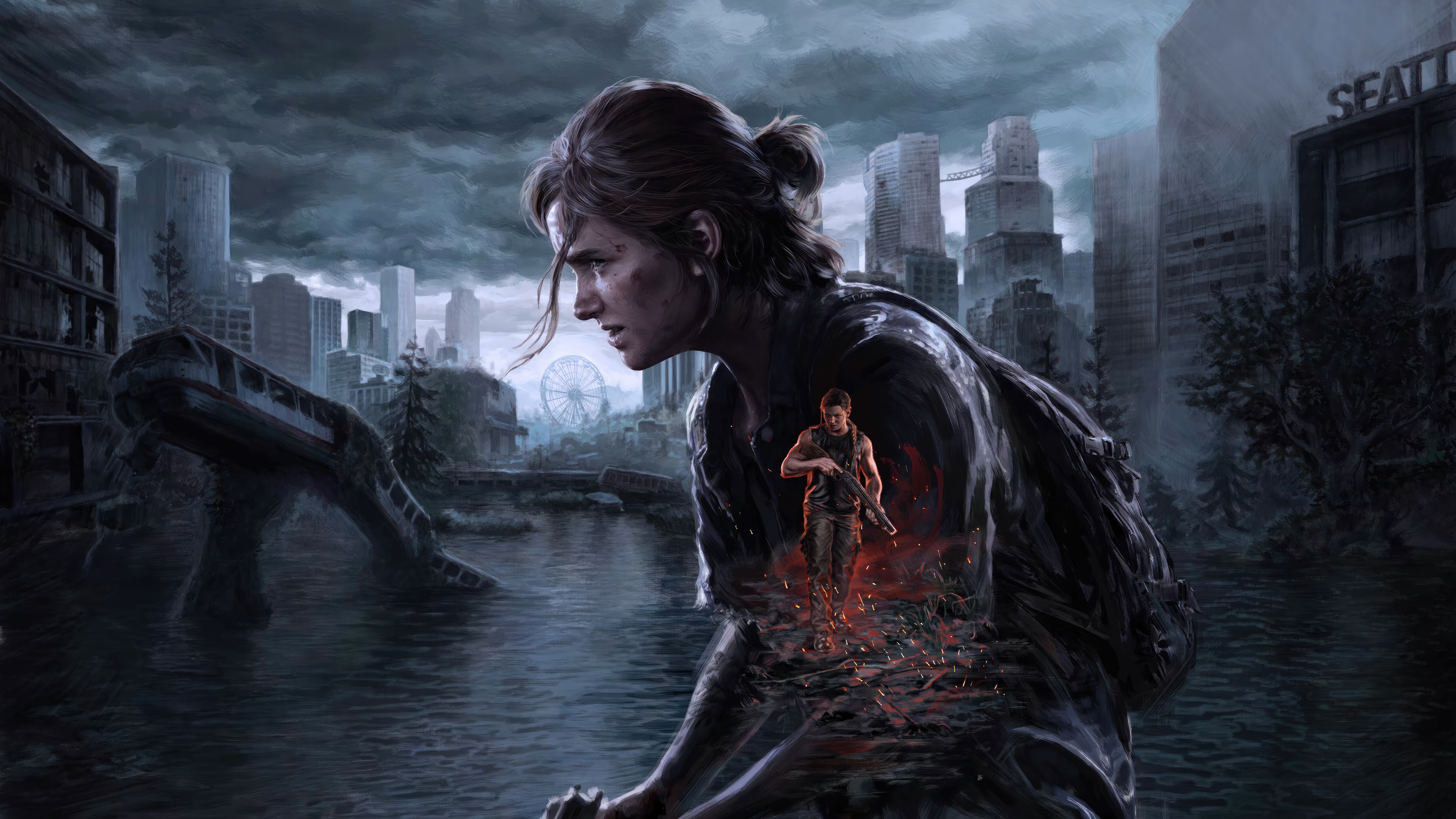 The Last of Us Part II Ellie and Joel in Seattle HD Wallpaper